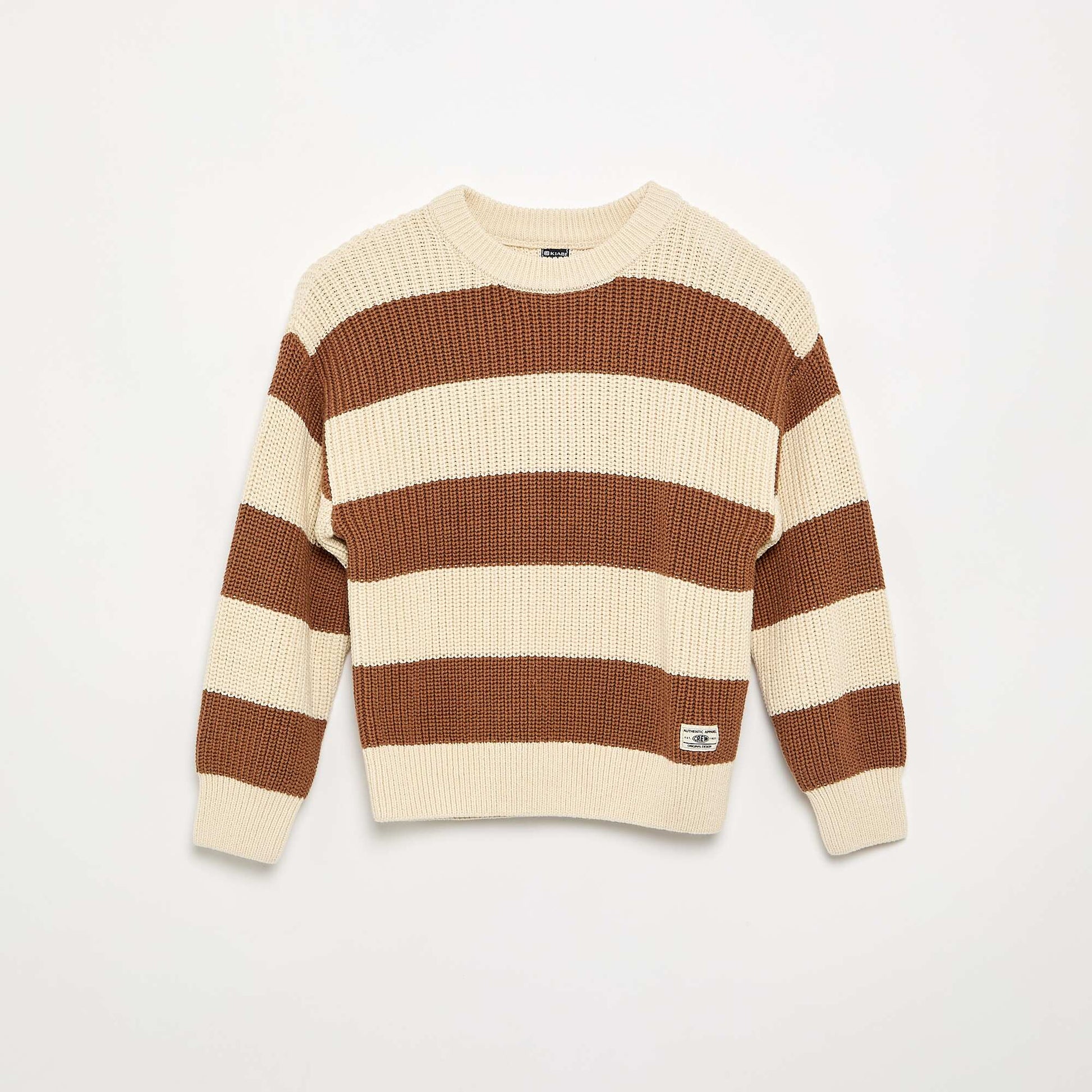 Striped long-sleeved sweater BROWN