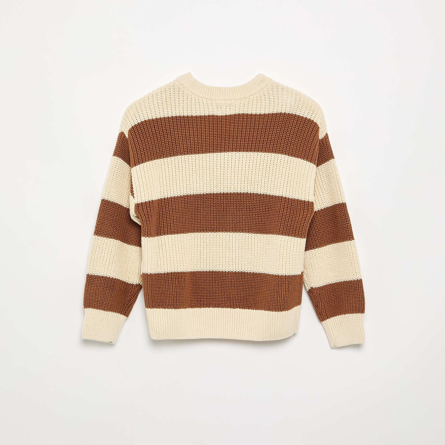Striped long-sleeved sweater BROWN