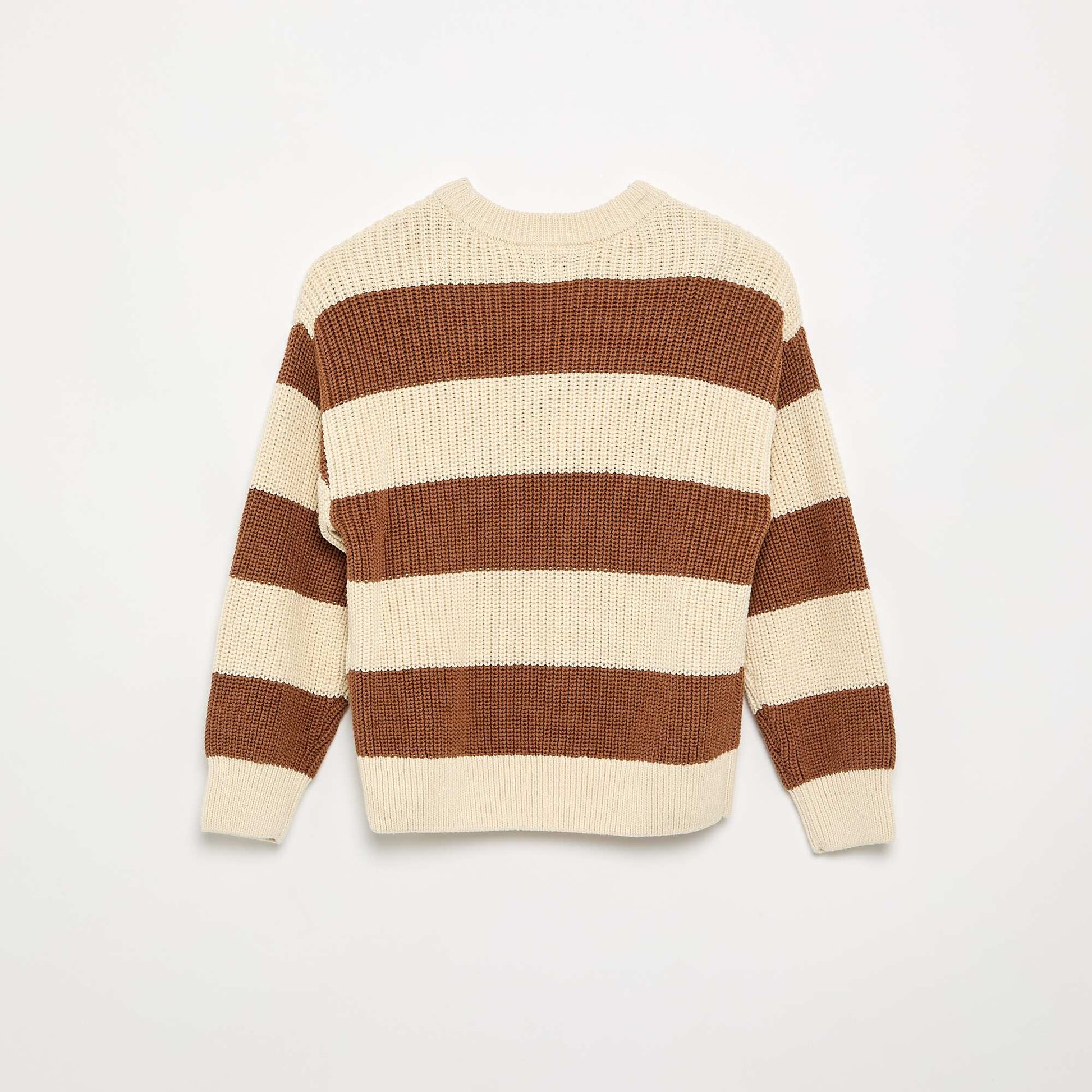 Striped long-sleeved sweater BROWN