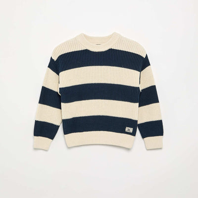 Striped long-sleeved sweater BLUE
