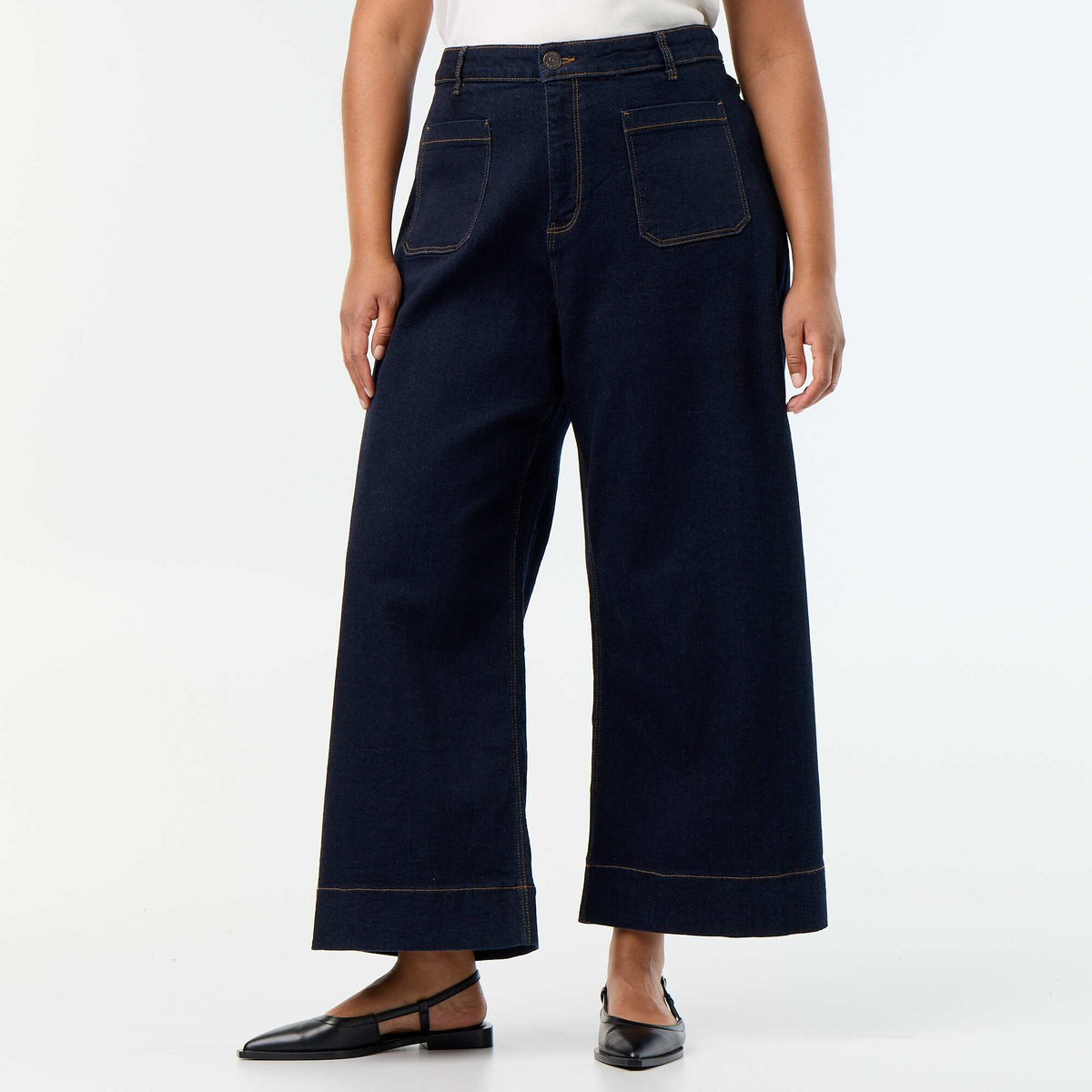 Wide-leg jeans with patch pockets BLUE