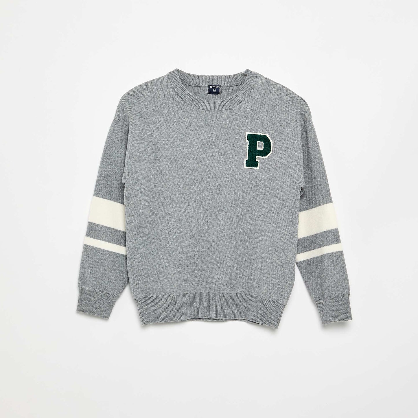 Fine-gauge knit round neck sweater GREY