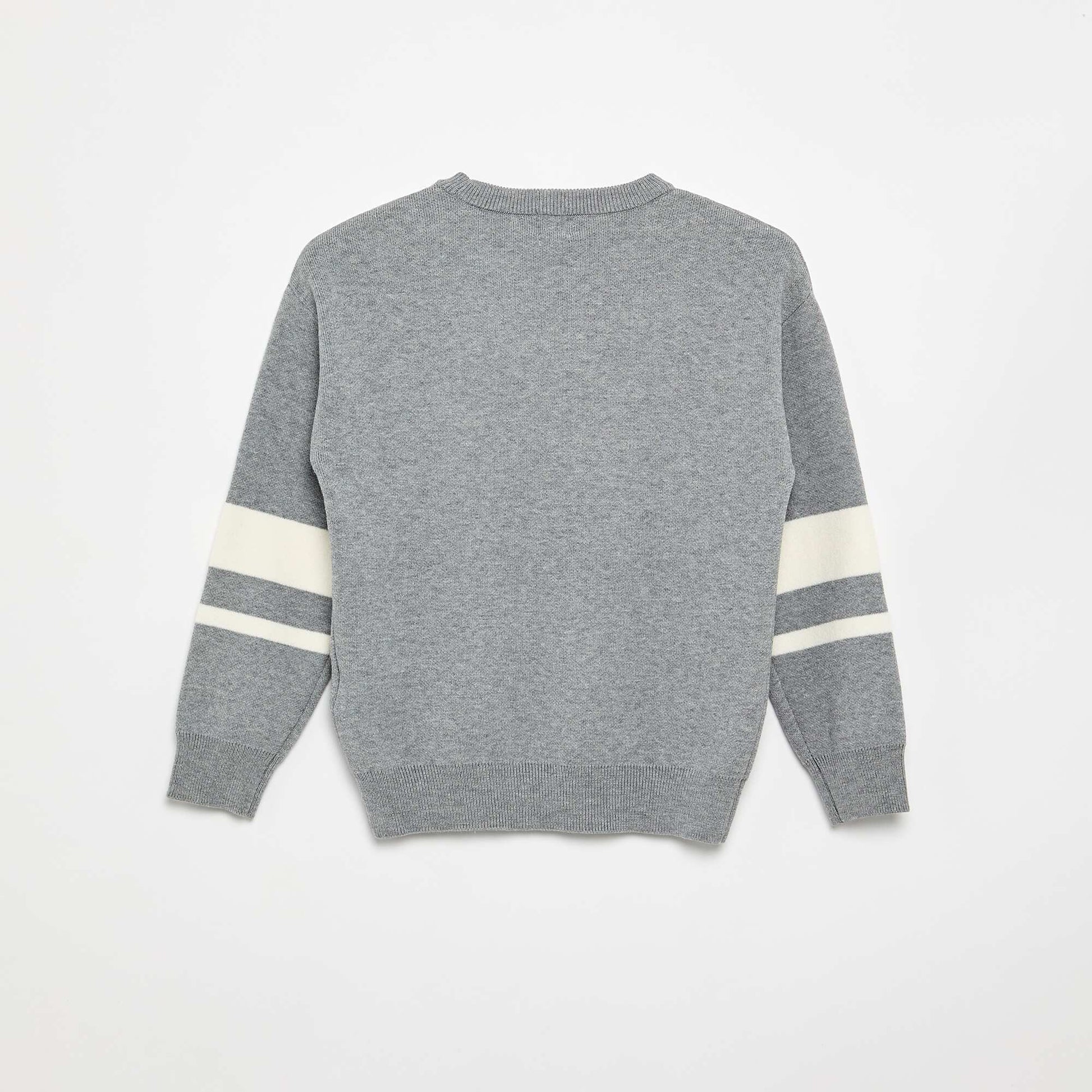 Fine-gauge knit round neck sweater GREY