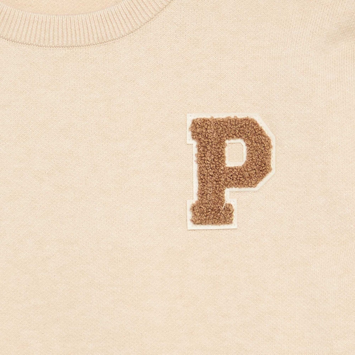 Fine-gauge knit round neck sweater BEIGE