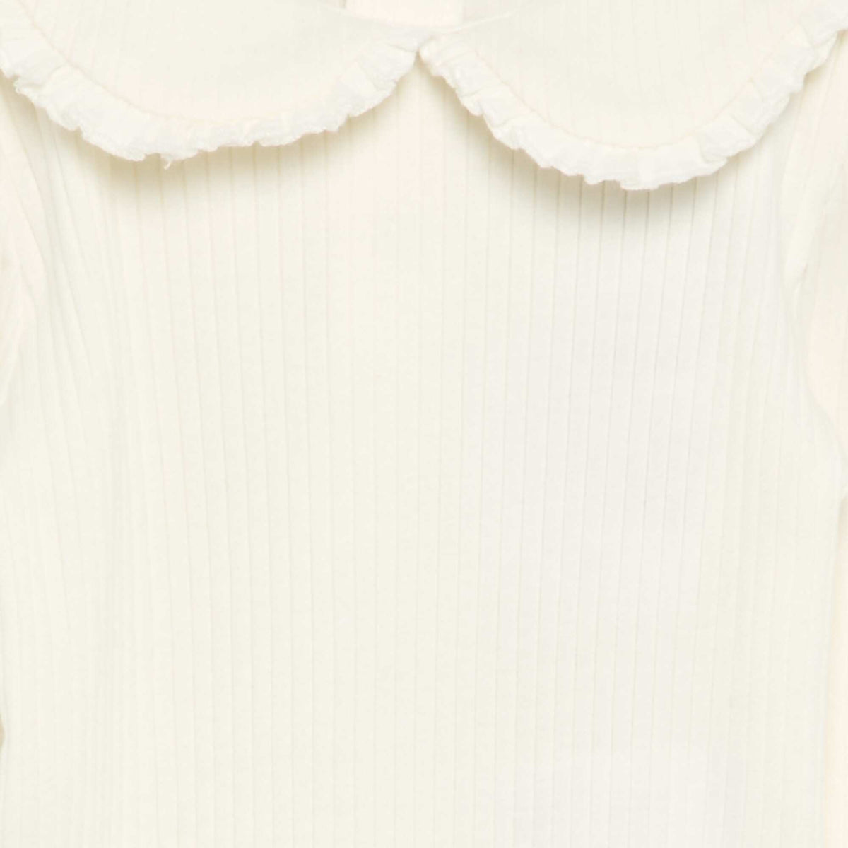 Ribbed Knit Bodysuit with Peter Pan Collar WHITE