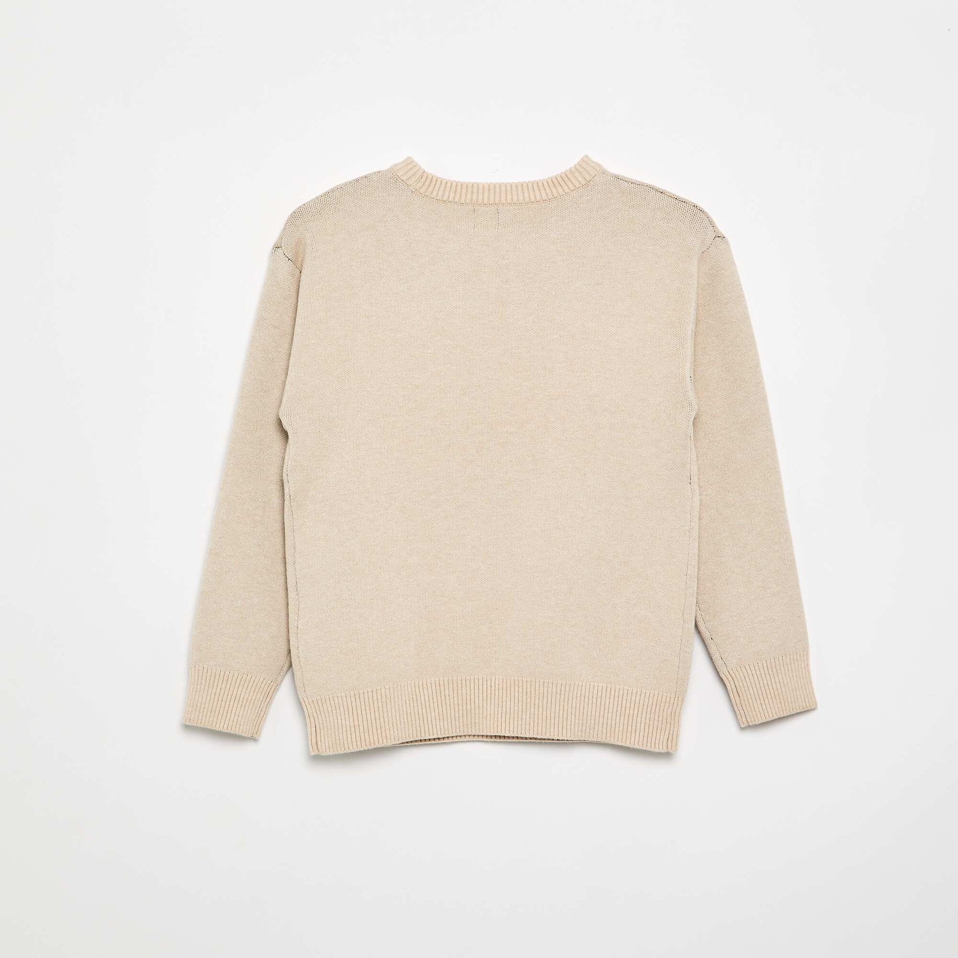 Printed long-sleeved sweater BEIGE