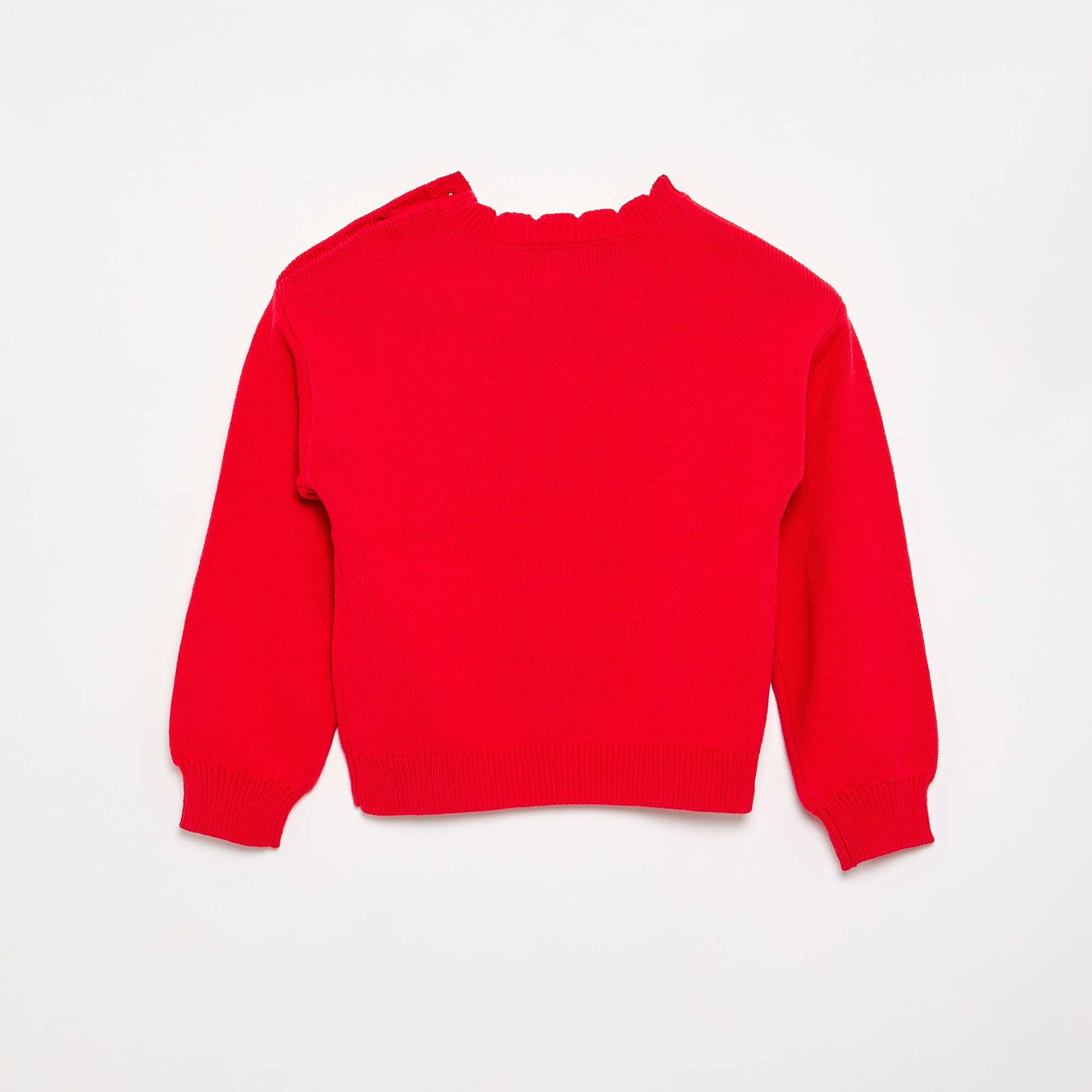 Sweater with shoulder button opening RED