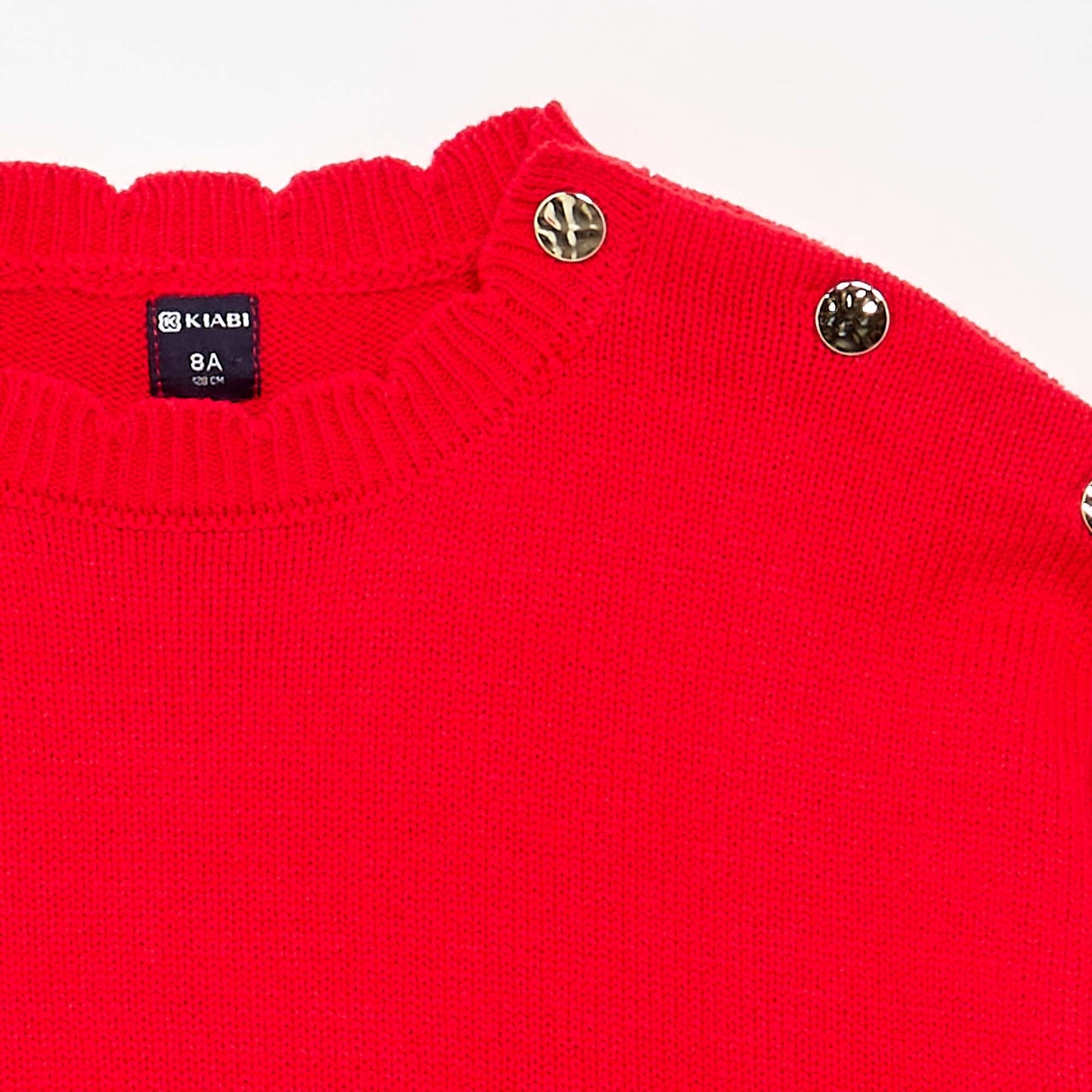 Sweater with shoulder button opening RED