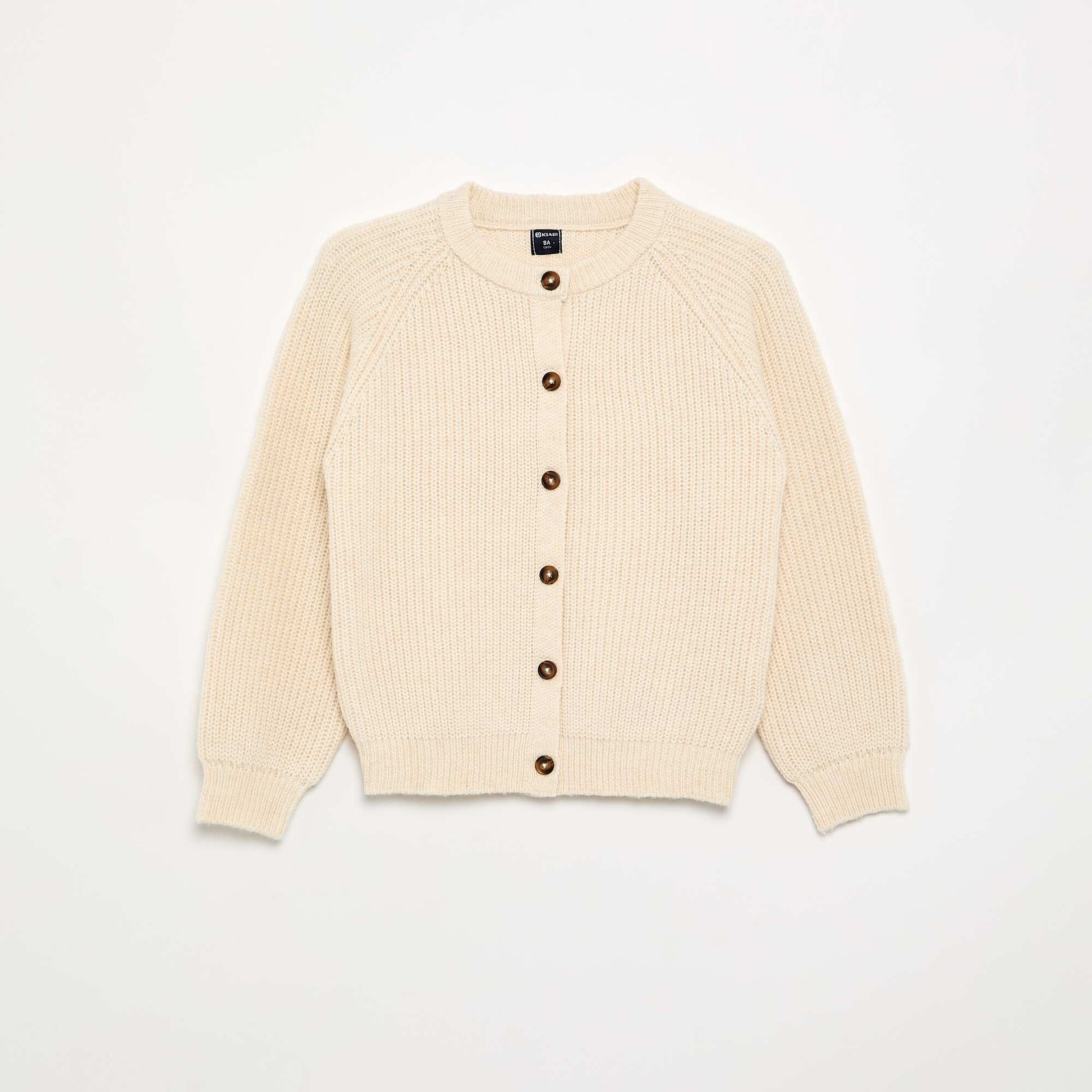 Plain Long-Sleeved Cardigan ECRU