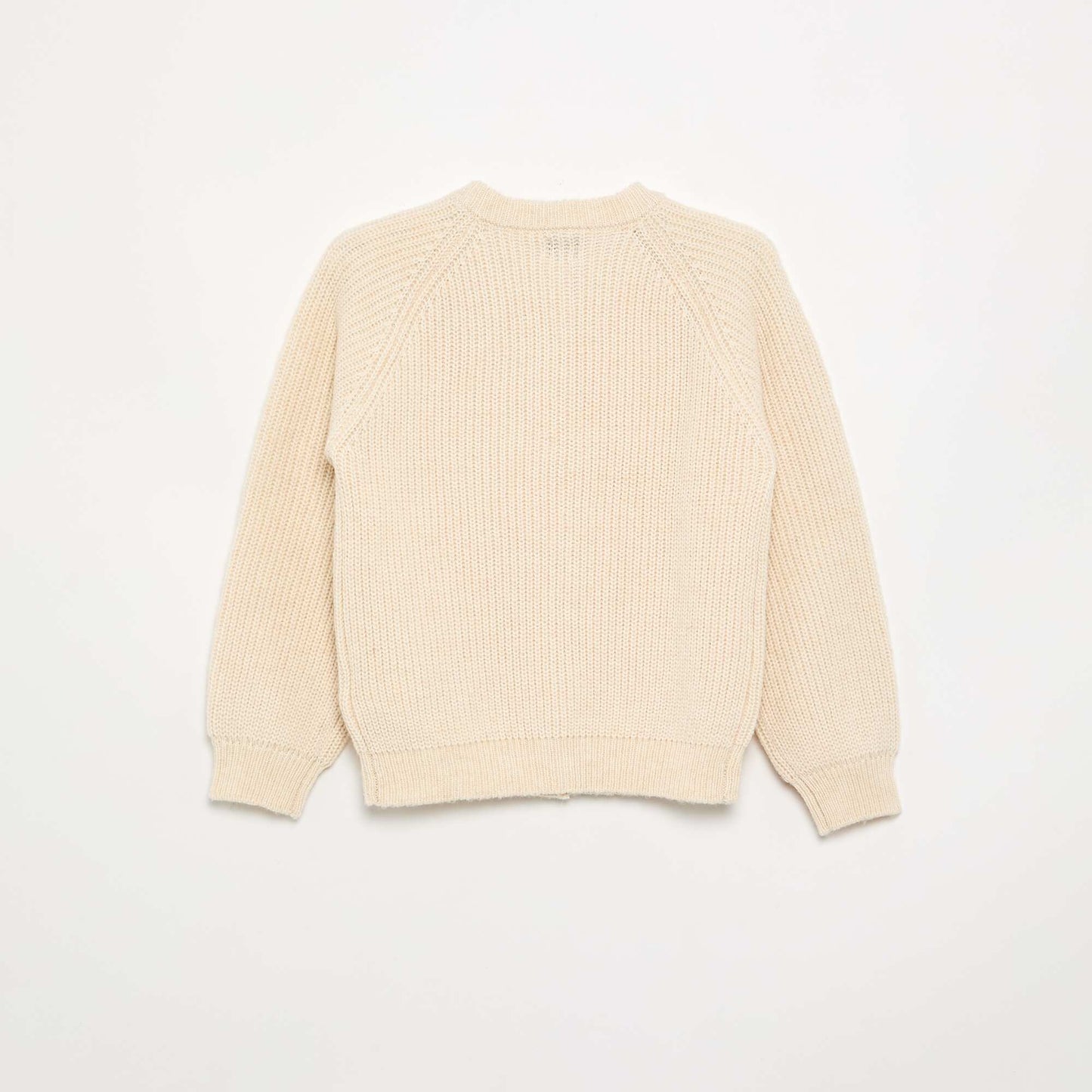 Plain Long-Sleeved Cardigan ECRU