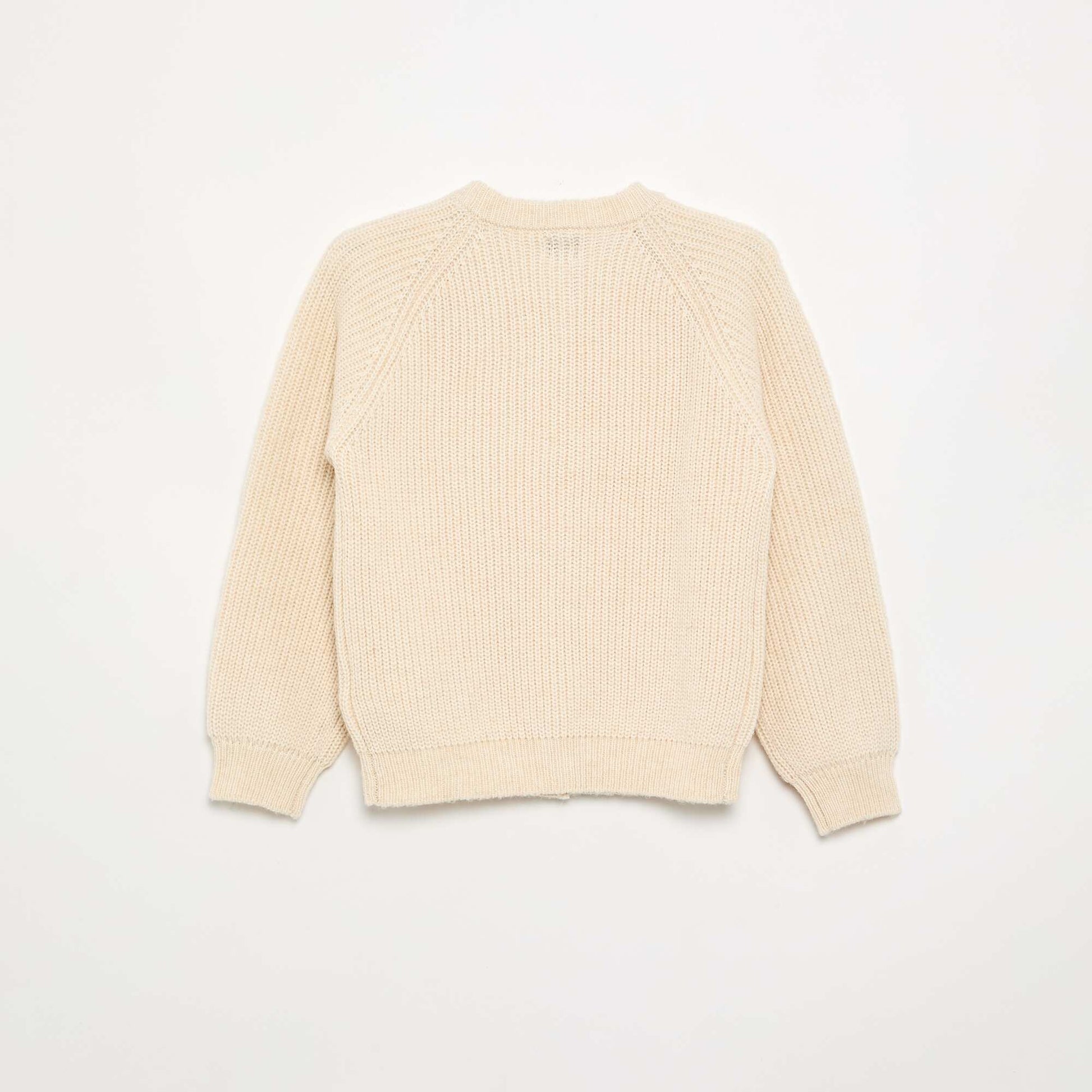 Plain Long-Sleeved Cardigan ECRU