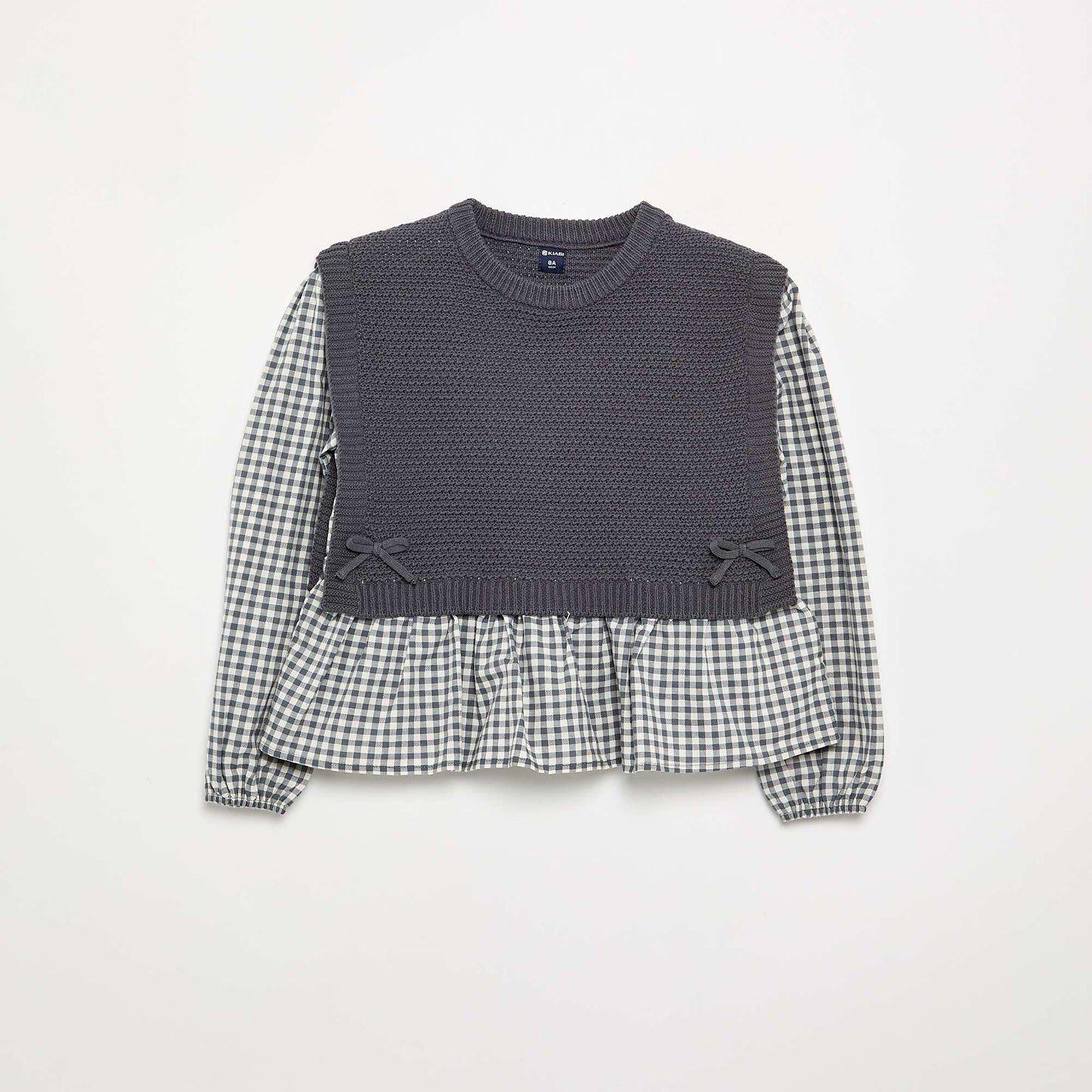 2-in-1 Sweater with Blouse Effect GREY