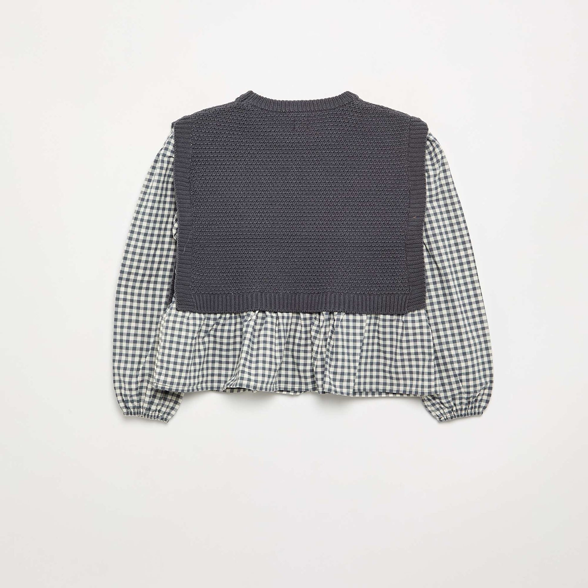 2-in-1 Sweater with Blouse Effect GREY