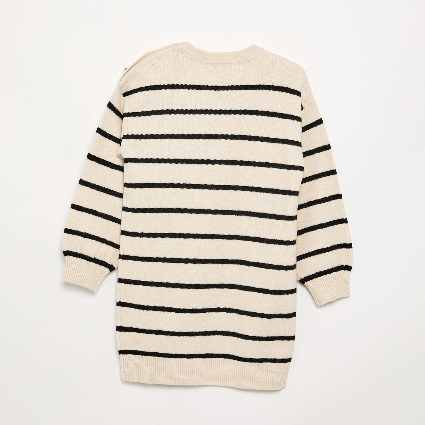 Long-sleeved button-neck sweater dress BEIGE