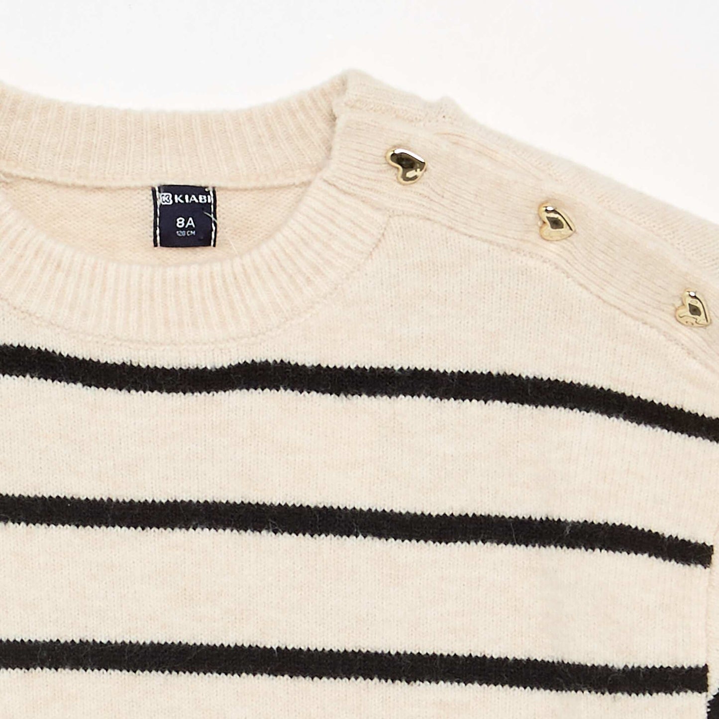 Long-sleeved button-neck sweater dress BEIGE