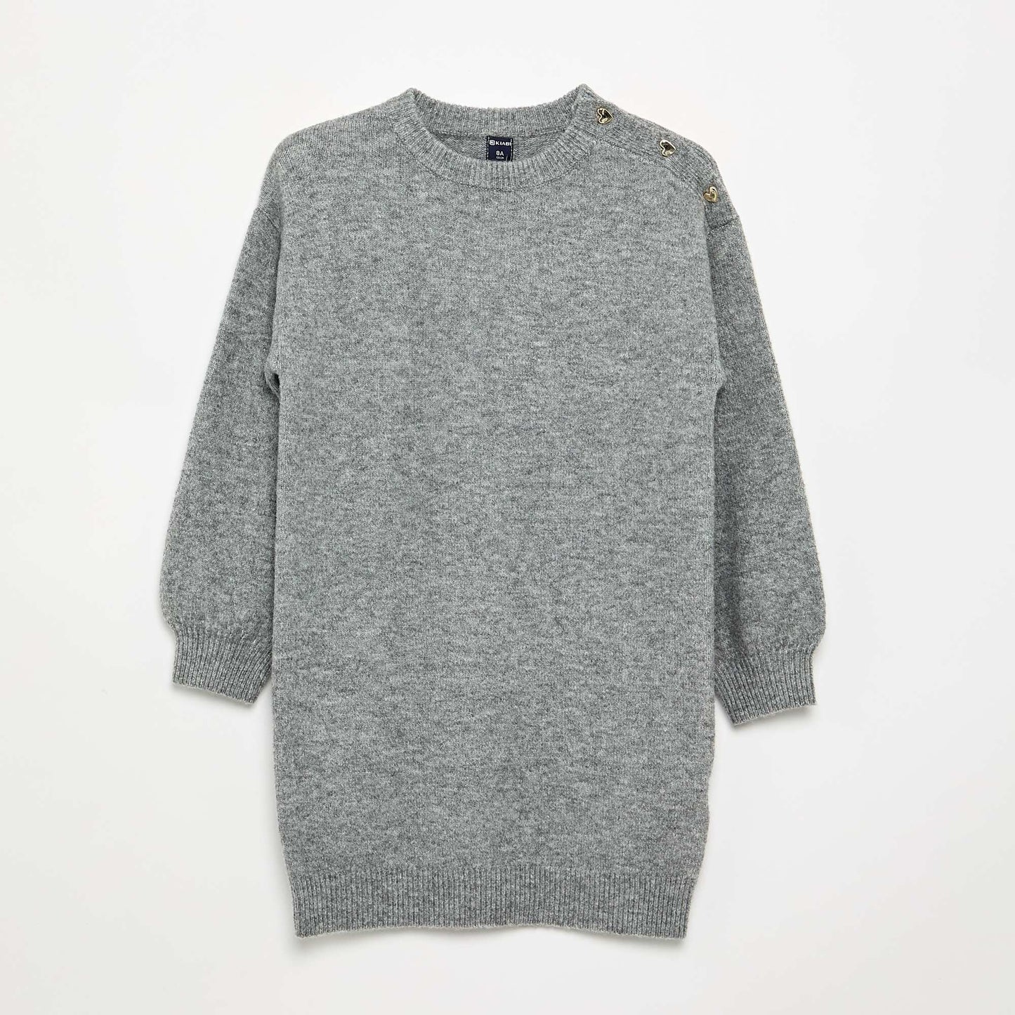 Long-sleeved button-neck sweater dress GREY