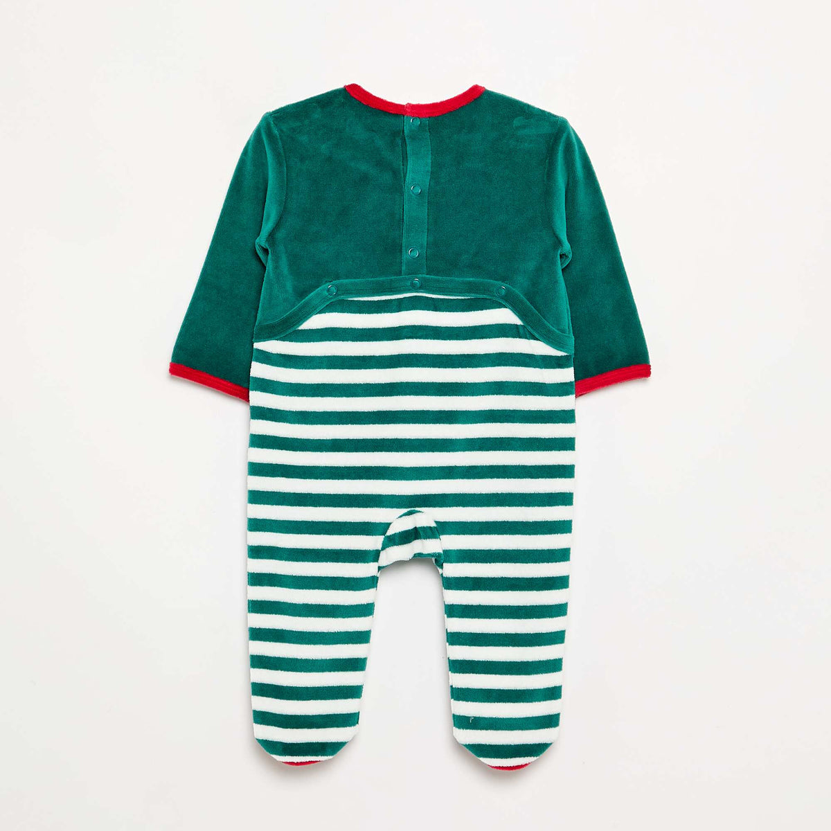 Velvet 'Christmas' 2-Piece Set: Sleepsuit & Hat GREEN