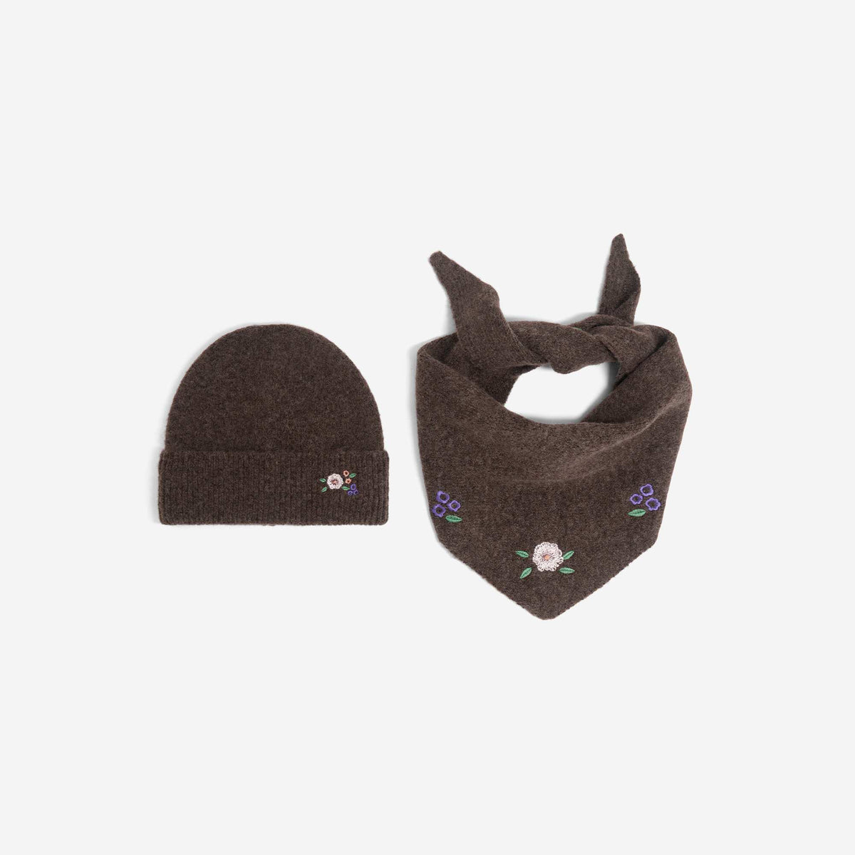 2-piece Scarf and Beanie Set BROWN