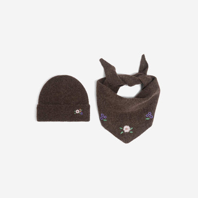 2-piece Scarf and Beanie Set BROWN