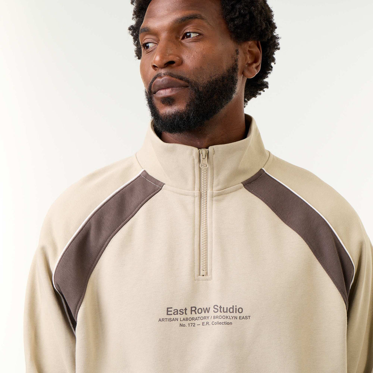 French Terry Funnel Neck Sweater BEIGE