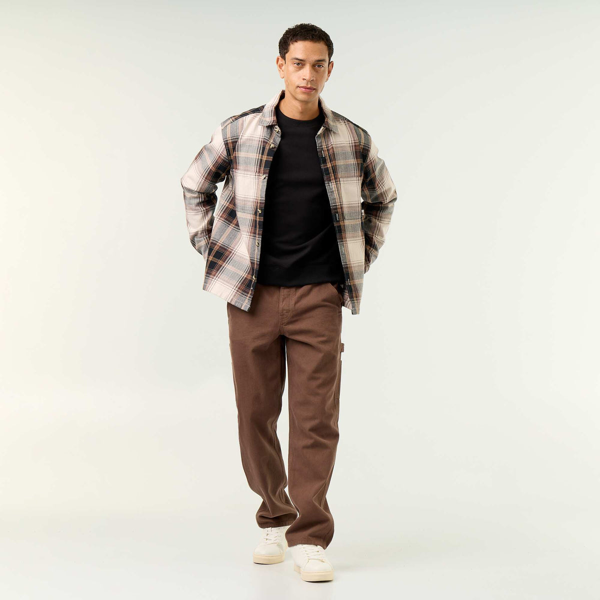 Carpenter style denim trousers BROWN