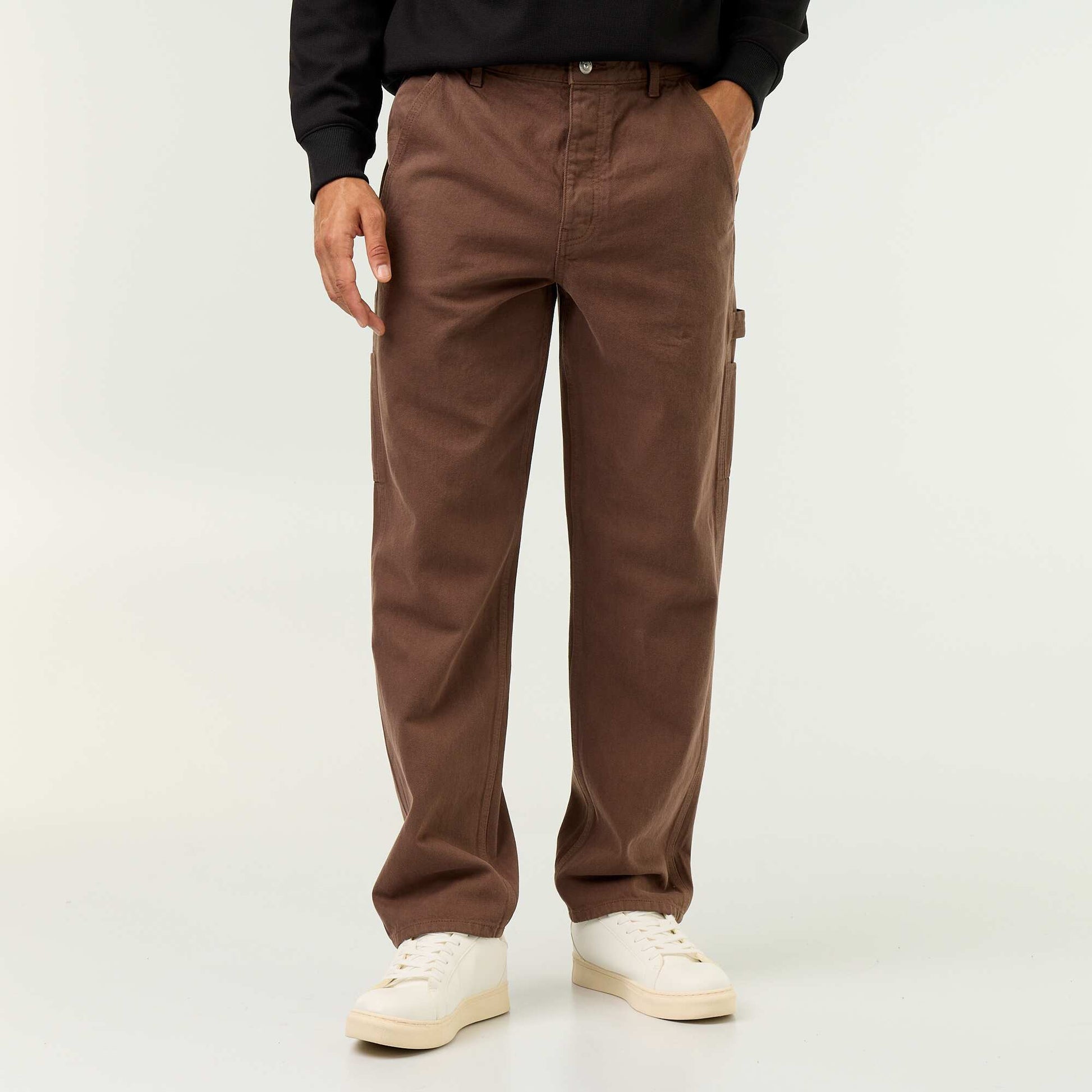 Carpenter style denim trousers BROWN