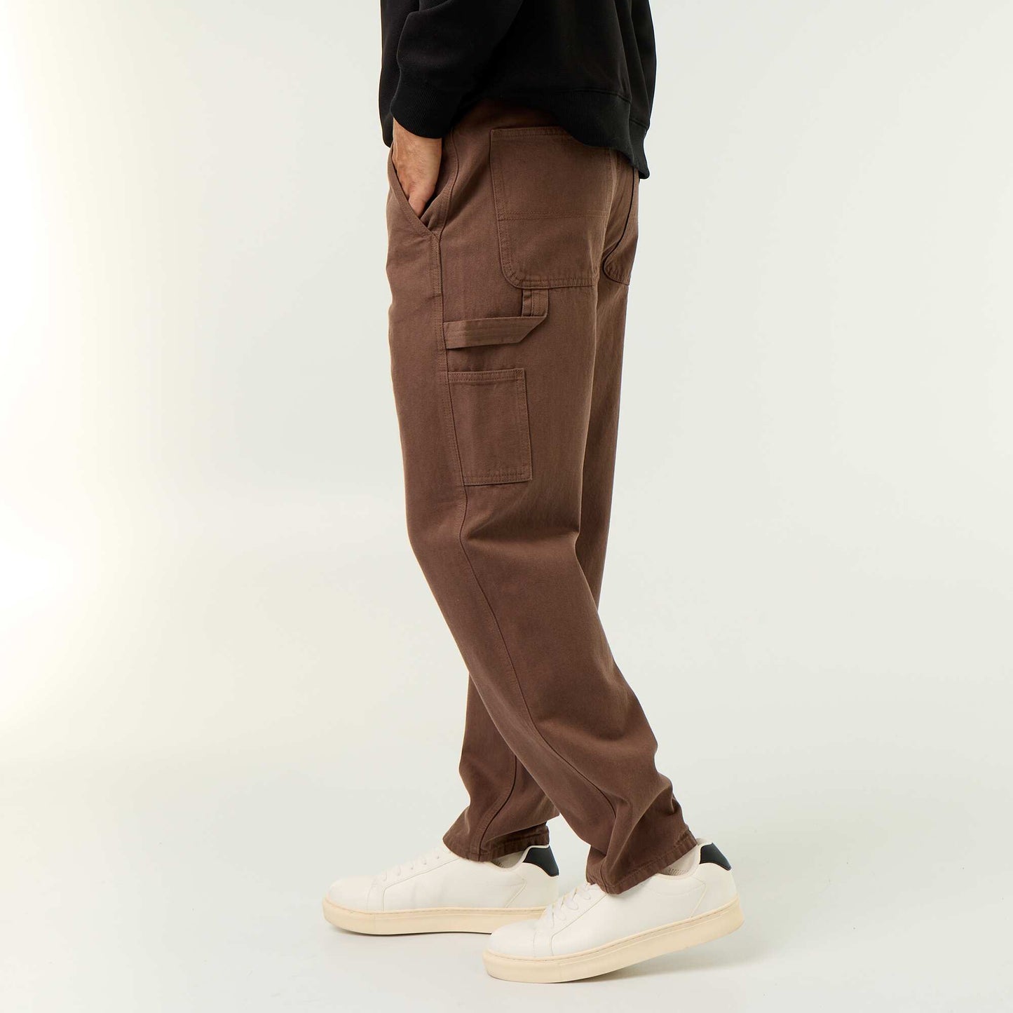 Carpenter style denim trousers BROWN