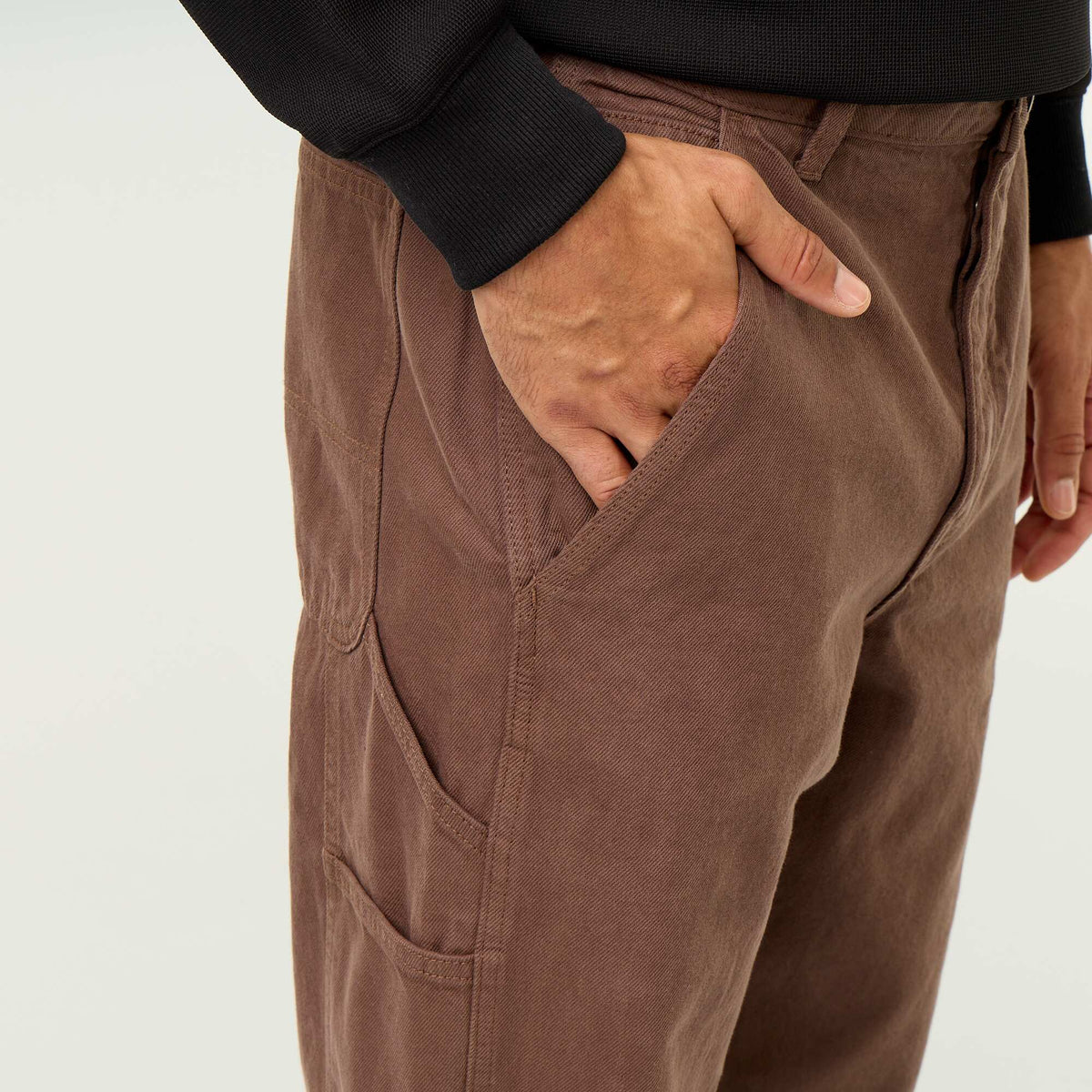 Carpenter style denim trousers BROWN