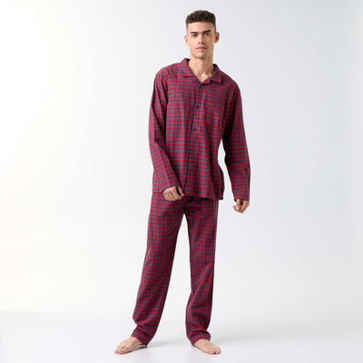 2-piece flannel pyjama shirt and trousers set RED