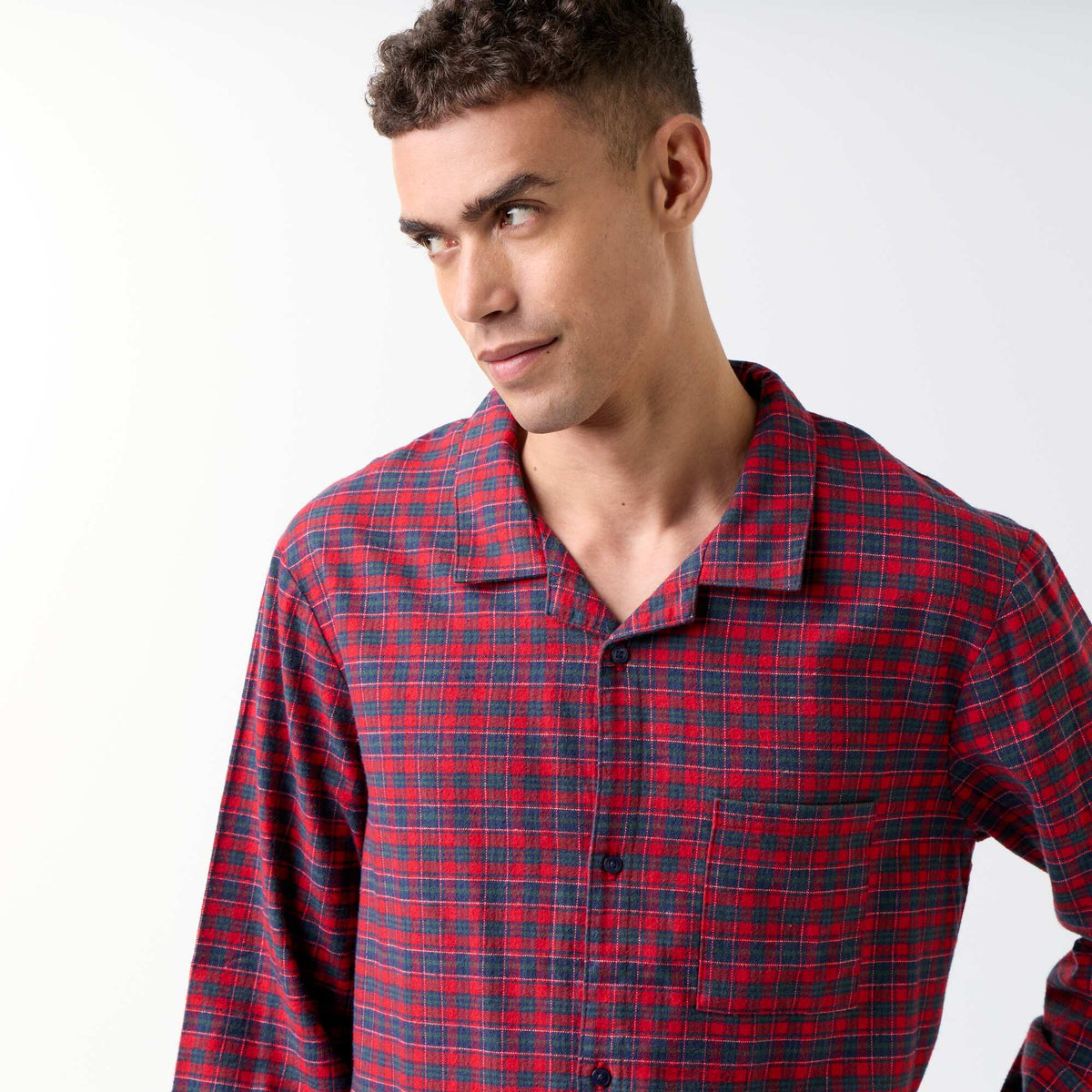 2-piece flannel pyjama shirt and trousers set RED