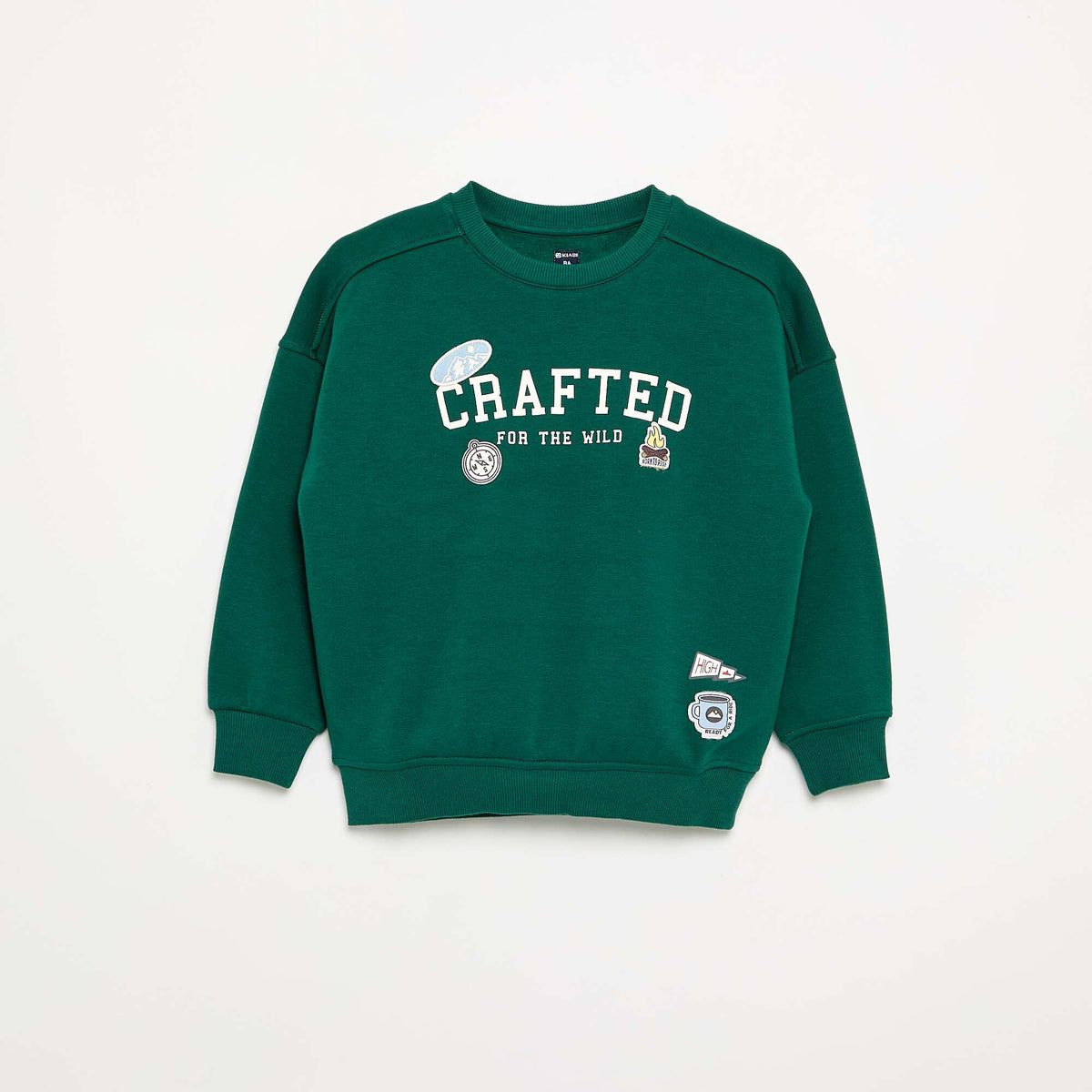 Oversized sweatshirt with multiple patches DARK GREEN