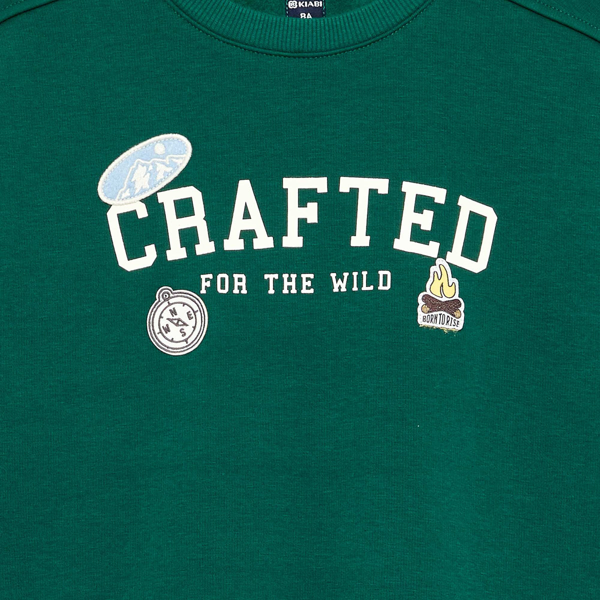 Oversized sweatshirt with multiple patches DARK GREEN
