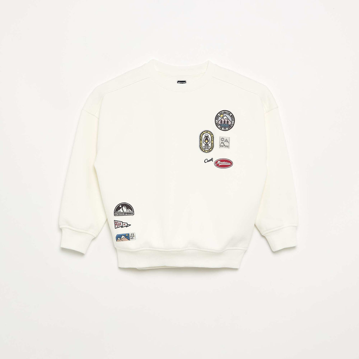 Oversized sweatshirt with multiple patches WHITE