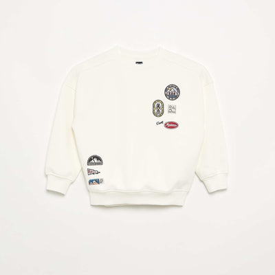 Oversized sweatshirt with multiple patches WHITE