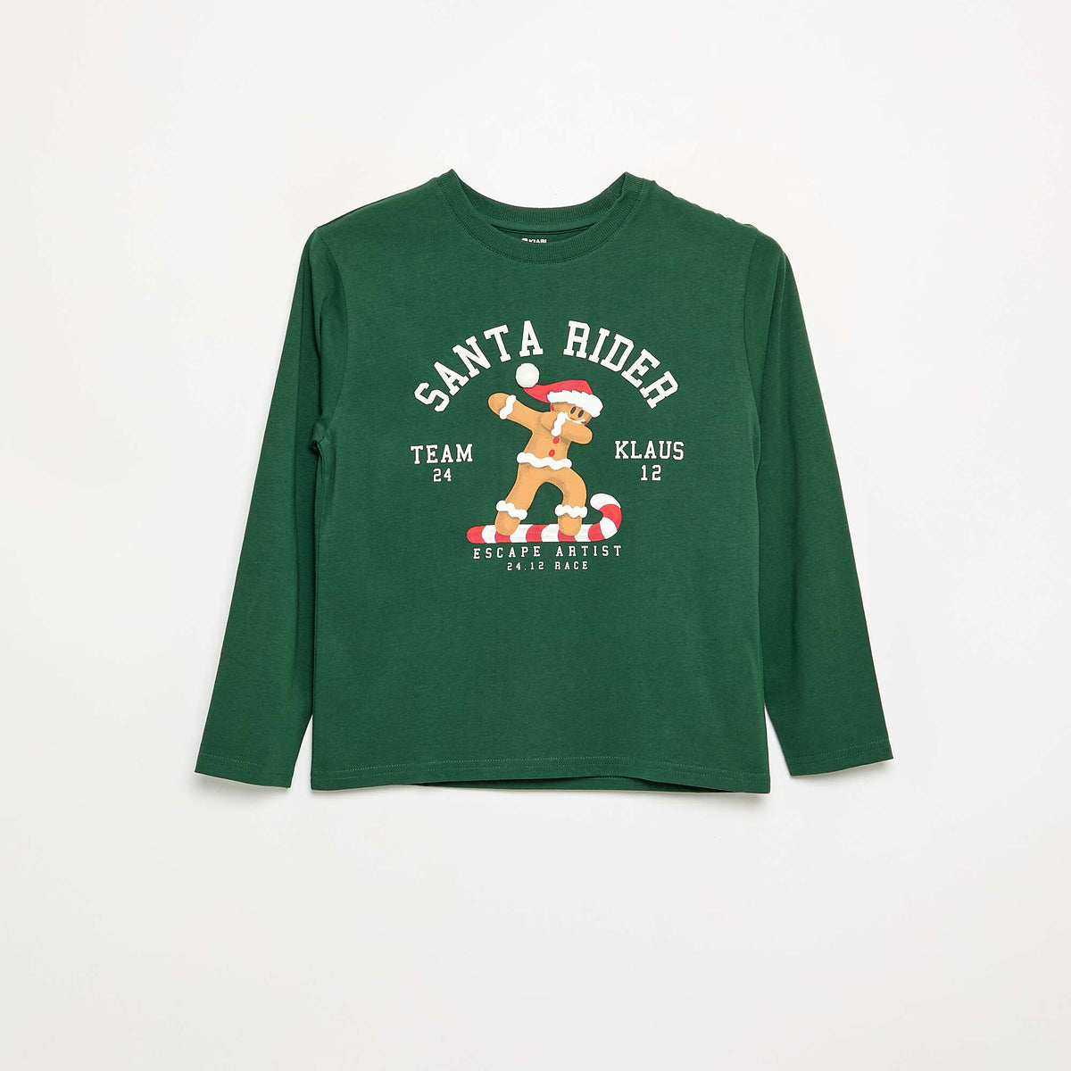 Long-sleeved \'Christmas\' T-shirt GREEN
