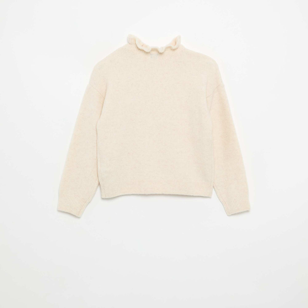 Wavy high-neck sweater ECRU