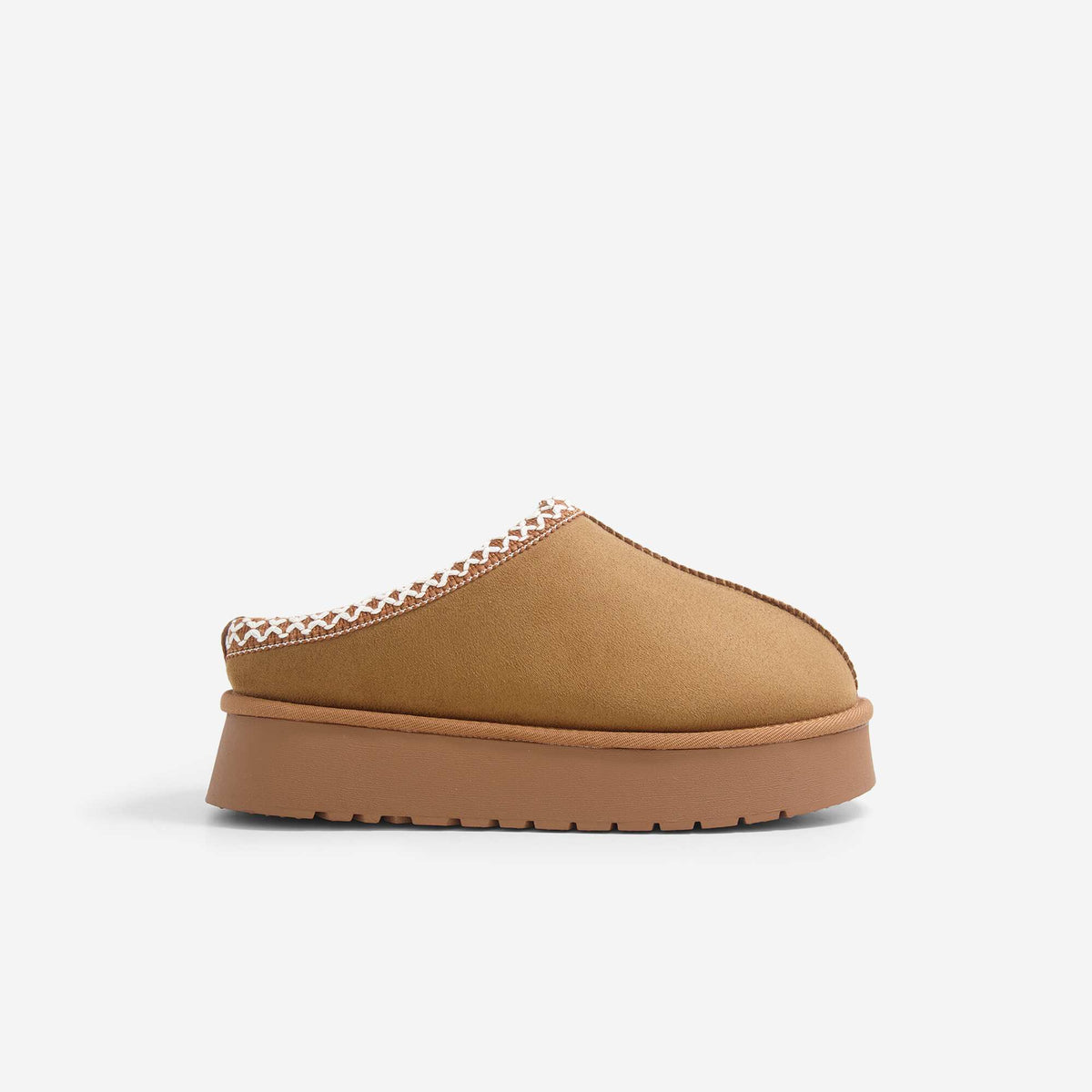 Faux Fur-Lined Mule Slippers BROWN