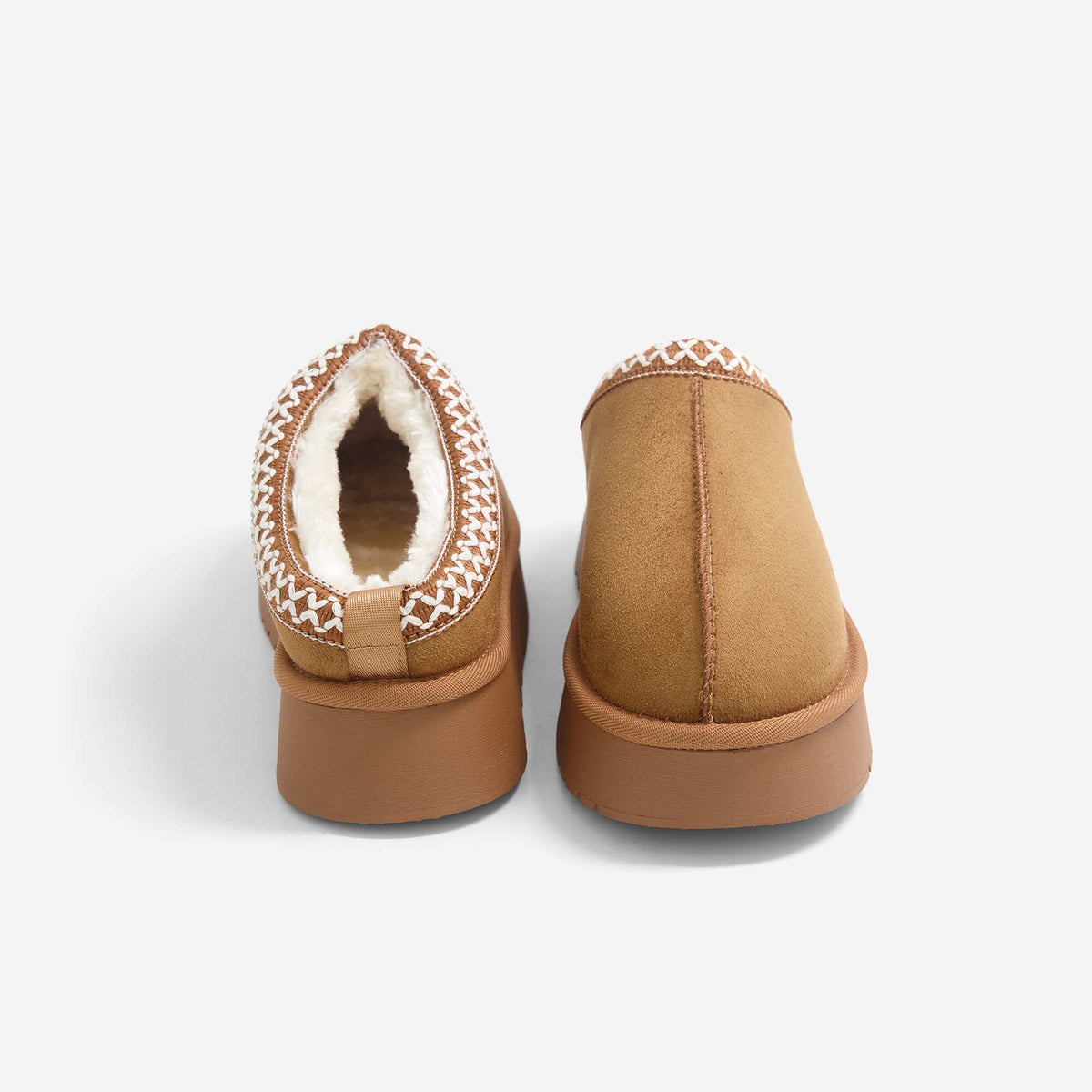 Faux Fur-Lined Mule Slippers BROWN
