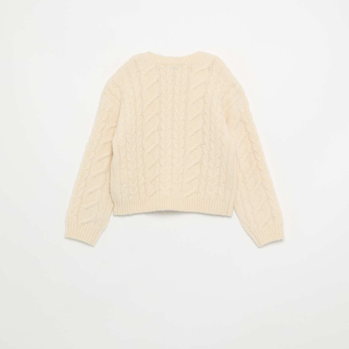 Plain Textured Knit Cardigan BEIGE