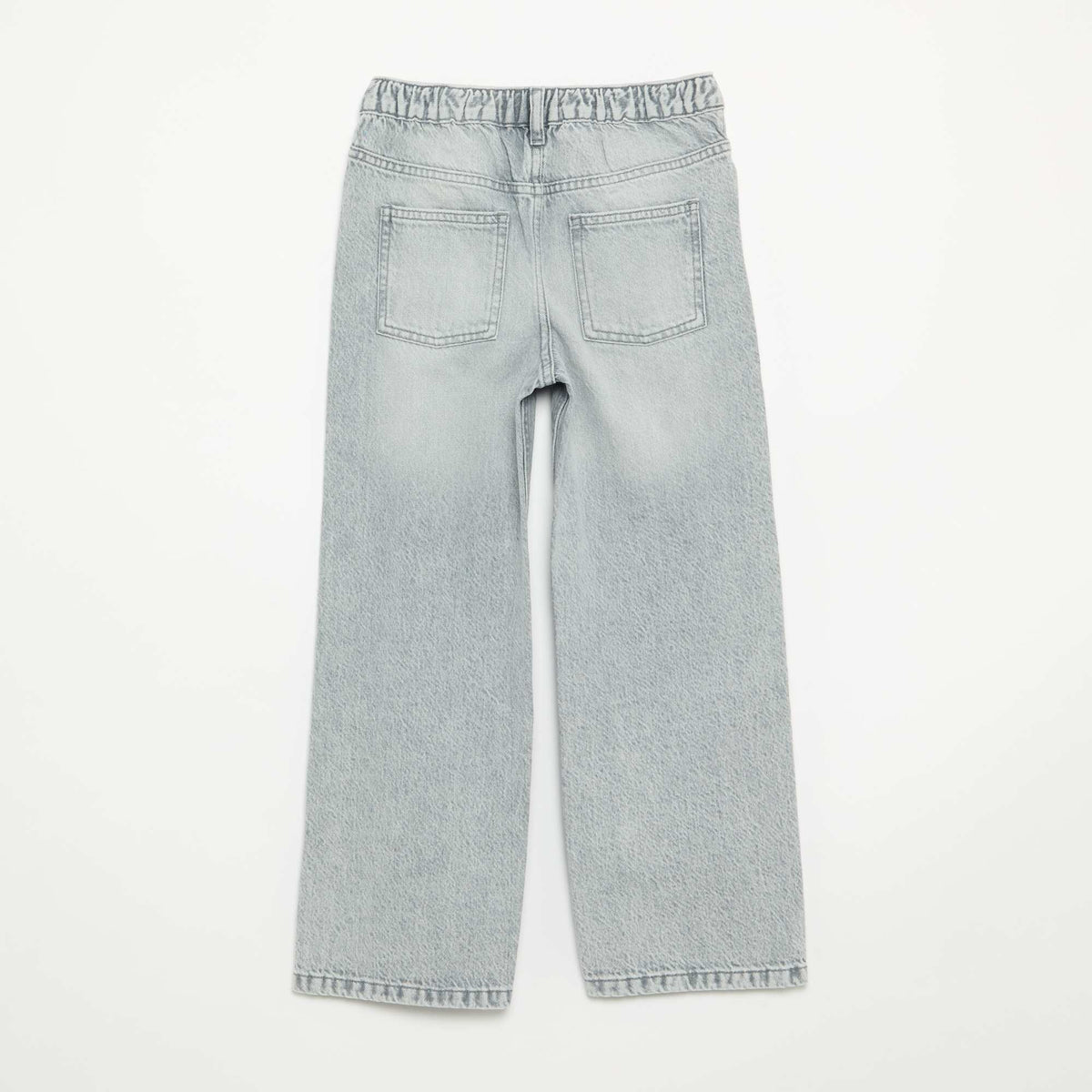 Denim pants with offset button placket GREY