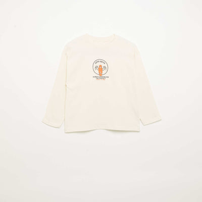 Long-sleeved T-shirt with front and back patches WHITE