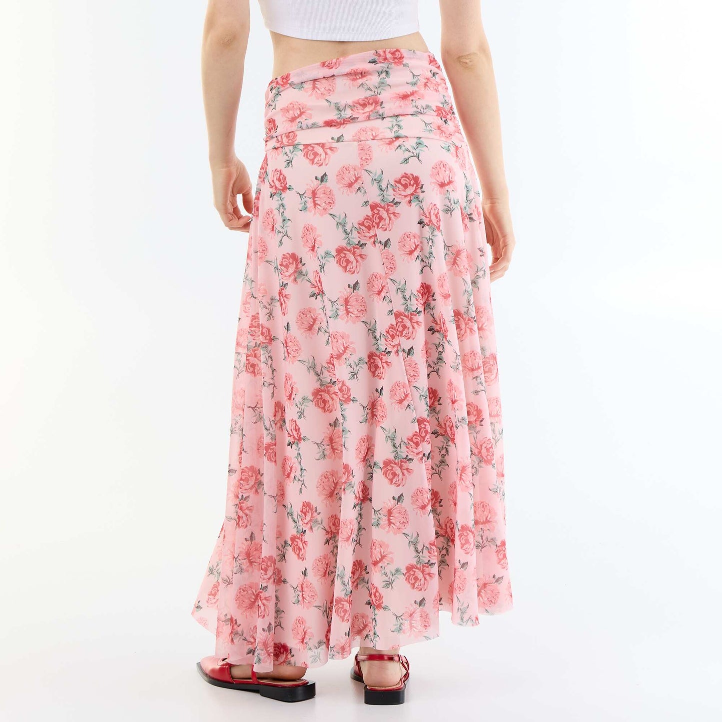 Floral Flared Long Skirt PINK
