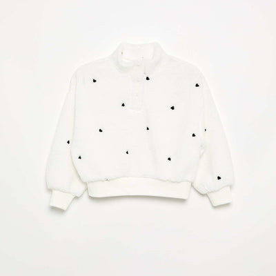 High-Neck Fleece Sweatshirt WHITE
