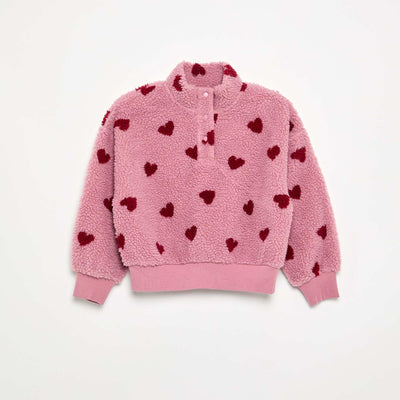 High-Neck Fleece Sweatshirt PINK