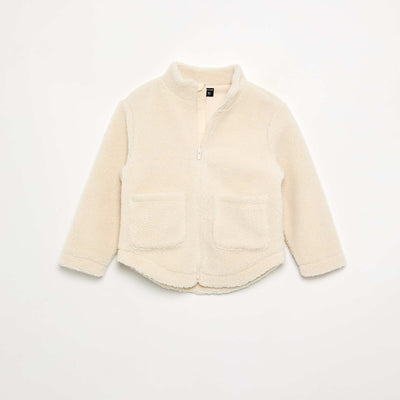 Sherpa-look sweatshirt with high collar WHITE