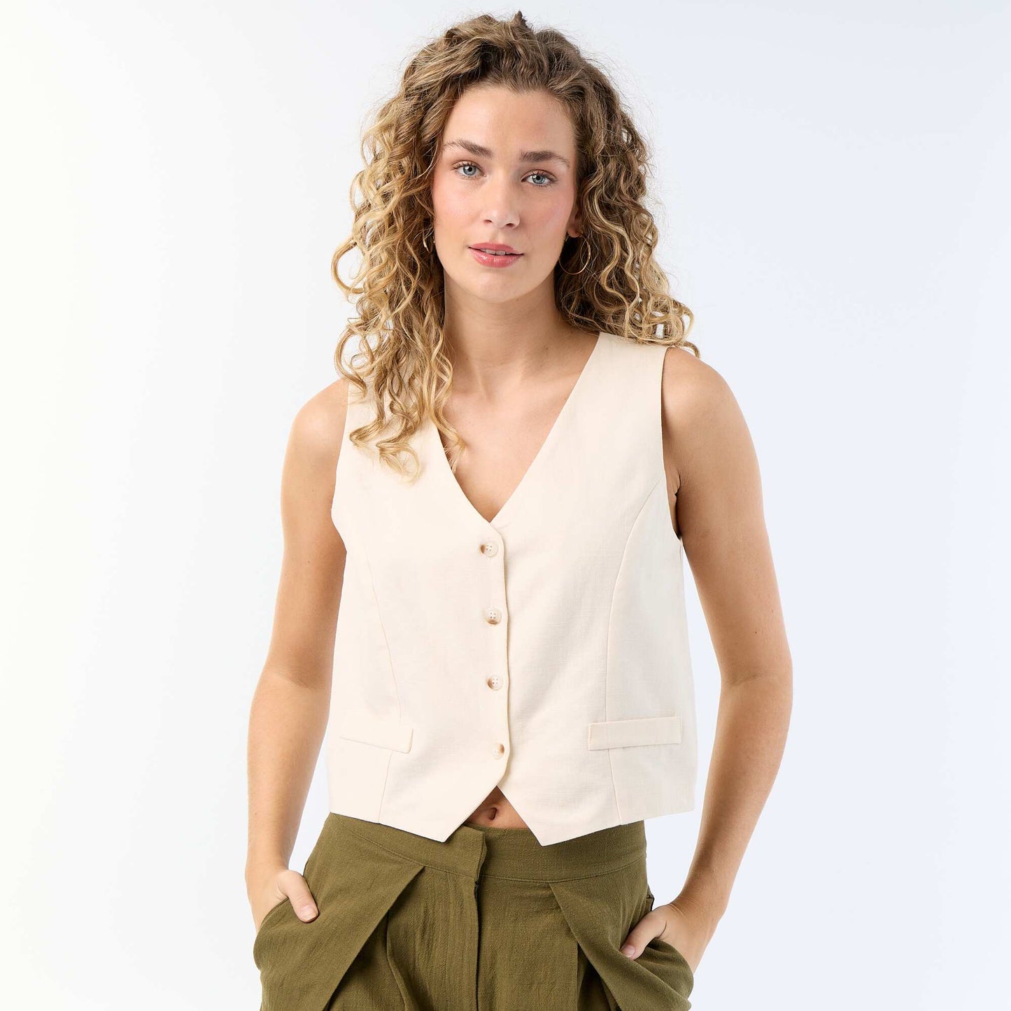 Sleeveless Suit Vest BEIGE
