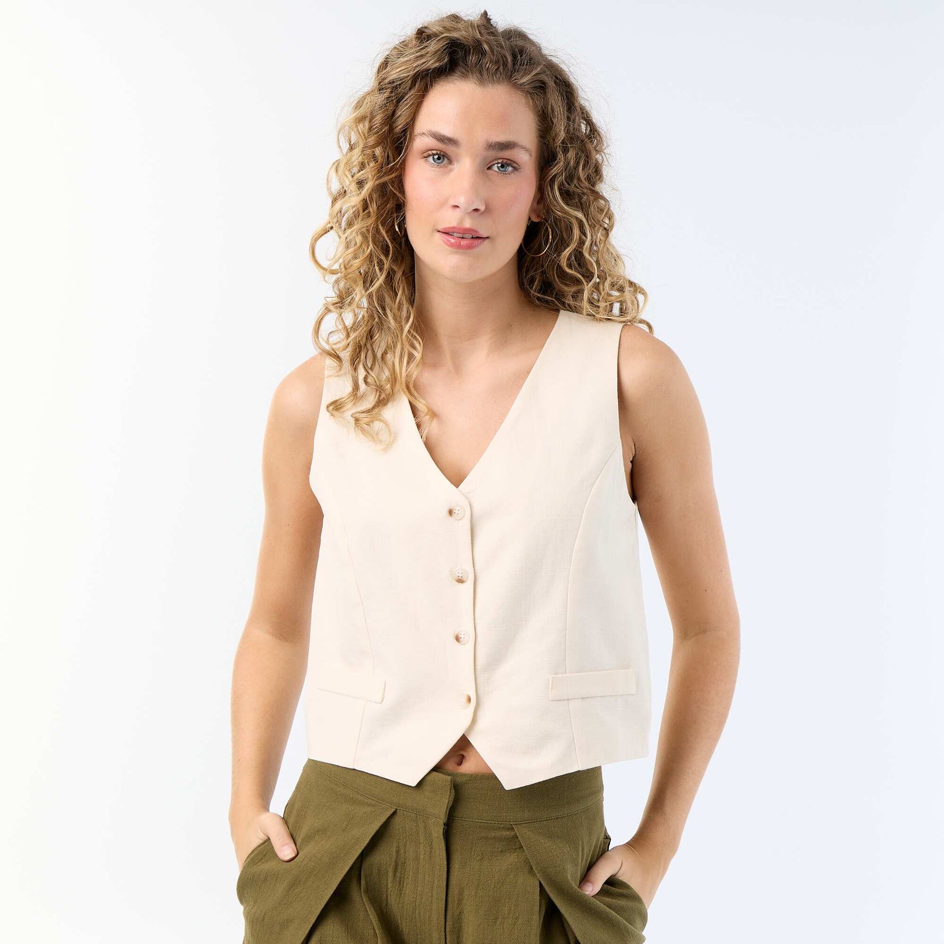 Sleeveless Suit Vest BEIGE