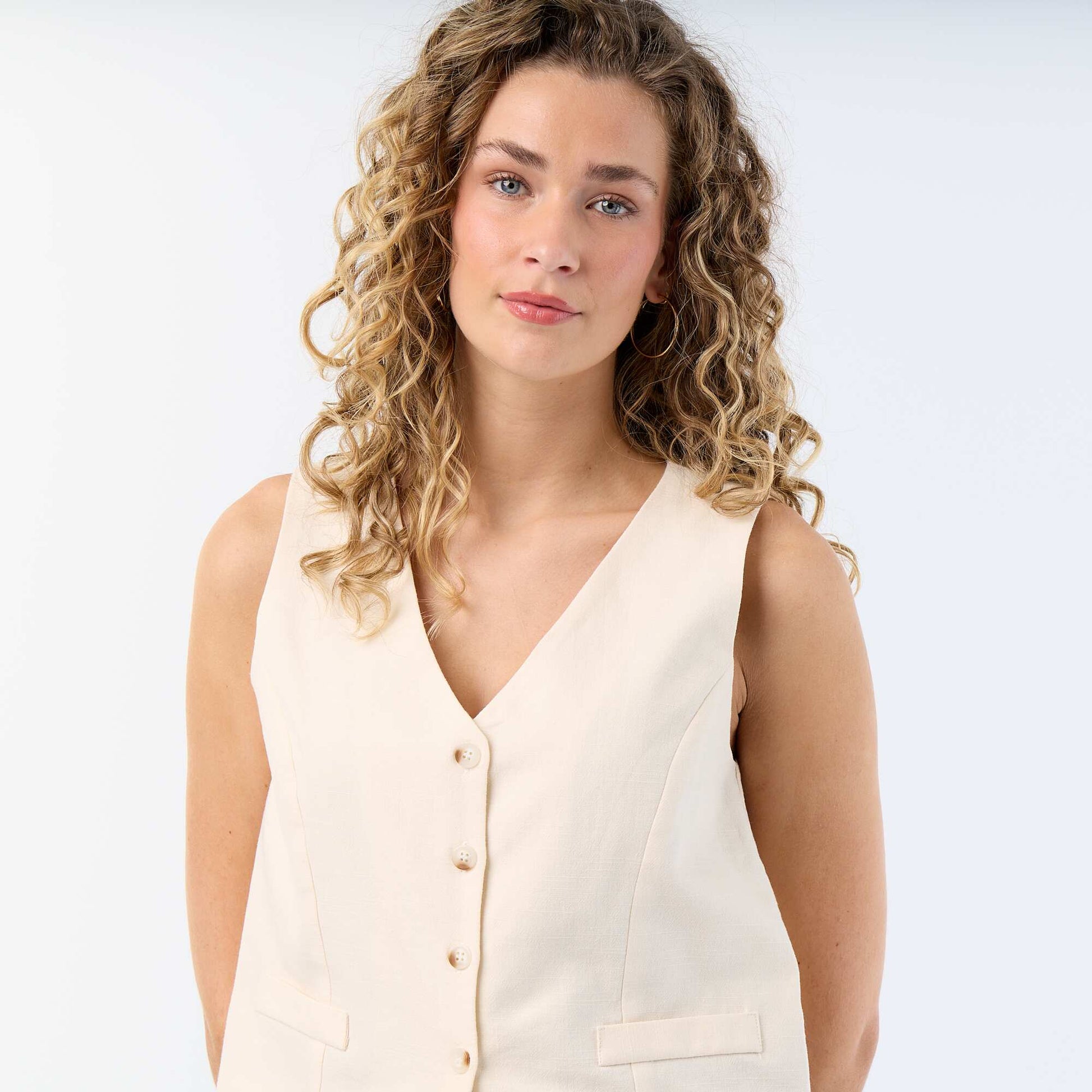 Sleeveless Suit Vest BEIGE