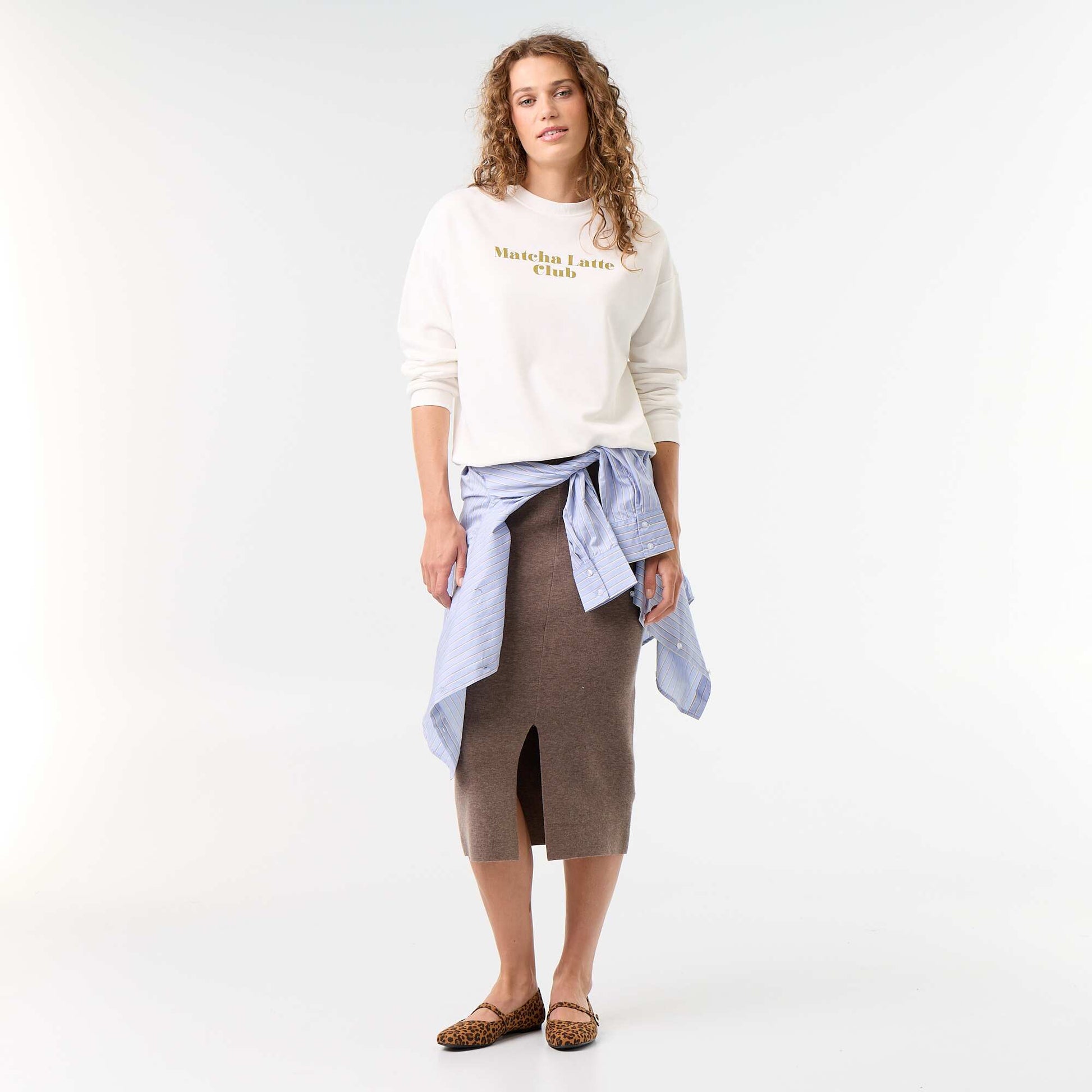 Ottoman midi skirt BEIGE