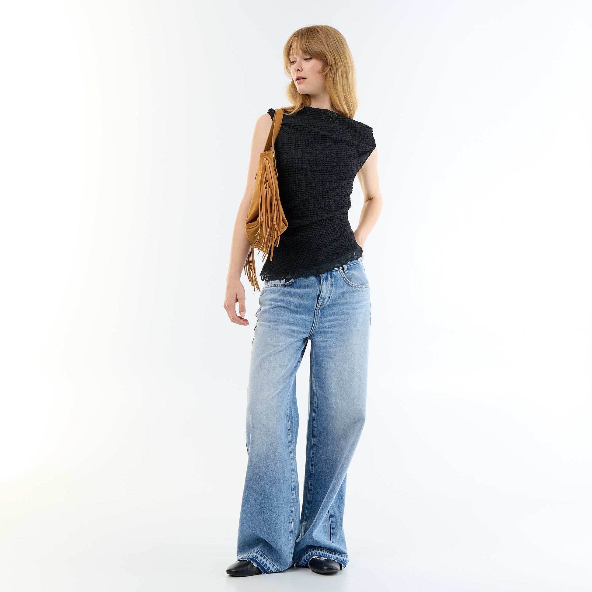 Racerback ზედა შავი